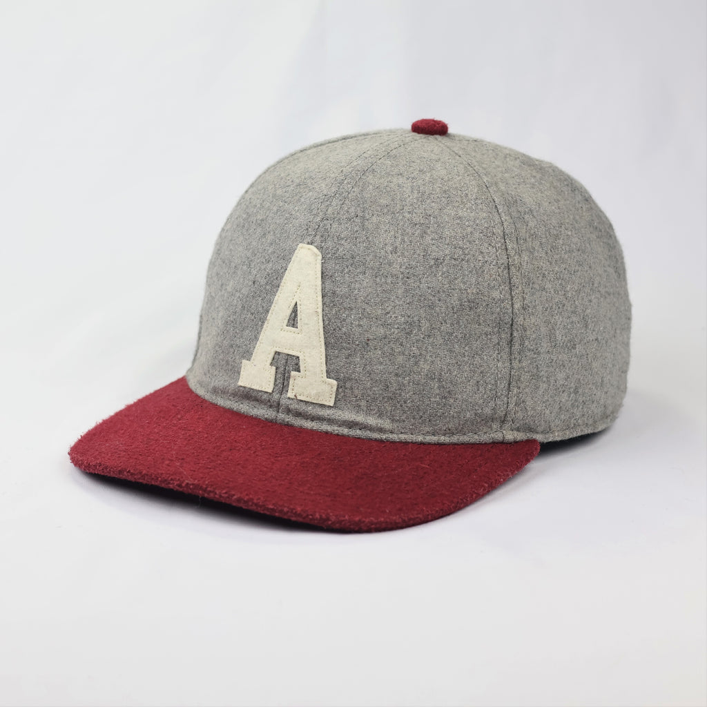 Topman Varsity Letter 'A' Wool Blend Thrifted Snapback Hat - Gray & Maroon