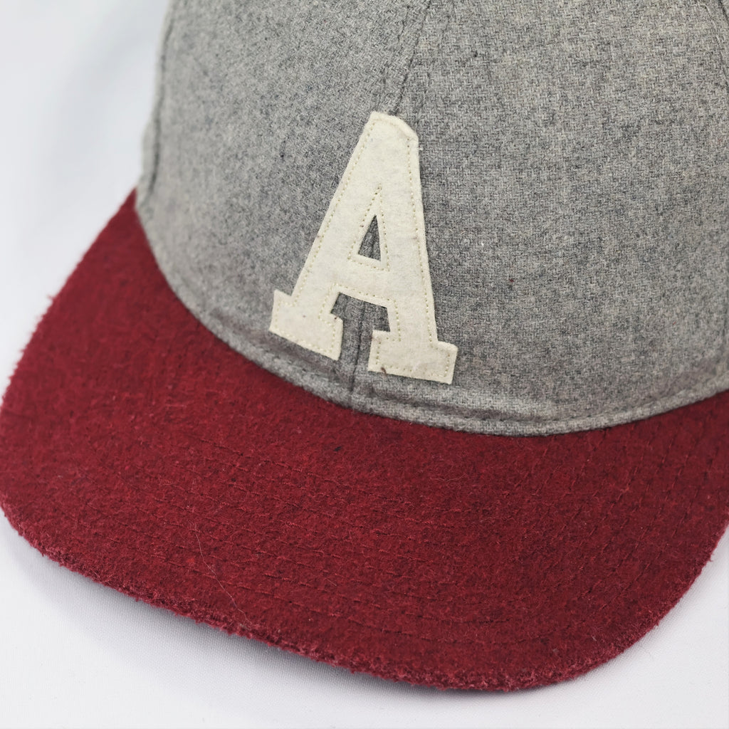 Topman Varsity Letter 'A' Wool Blend Thrifted Snapback Hat - Gray & Maroon