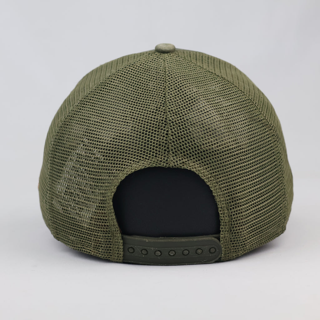 Thrifted LA Dodgers Olive Green Mesh Trucker Cap | Camo Logo