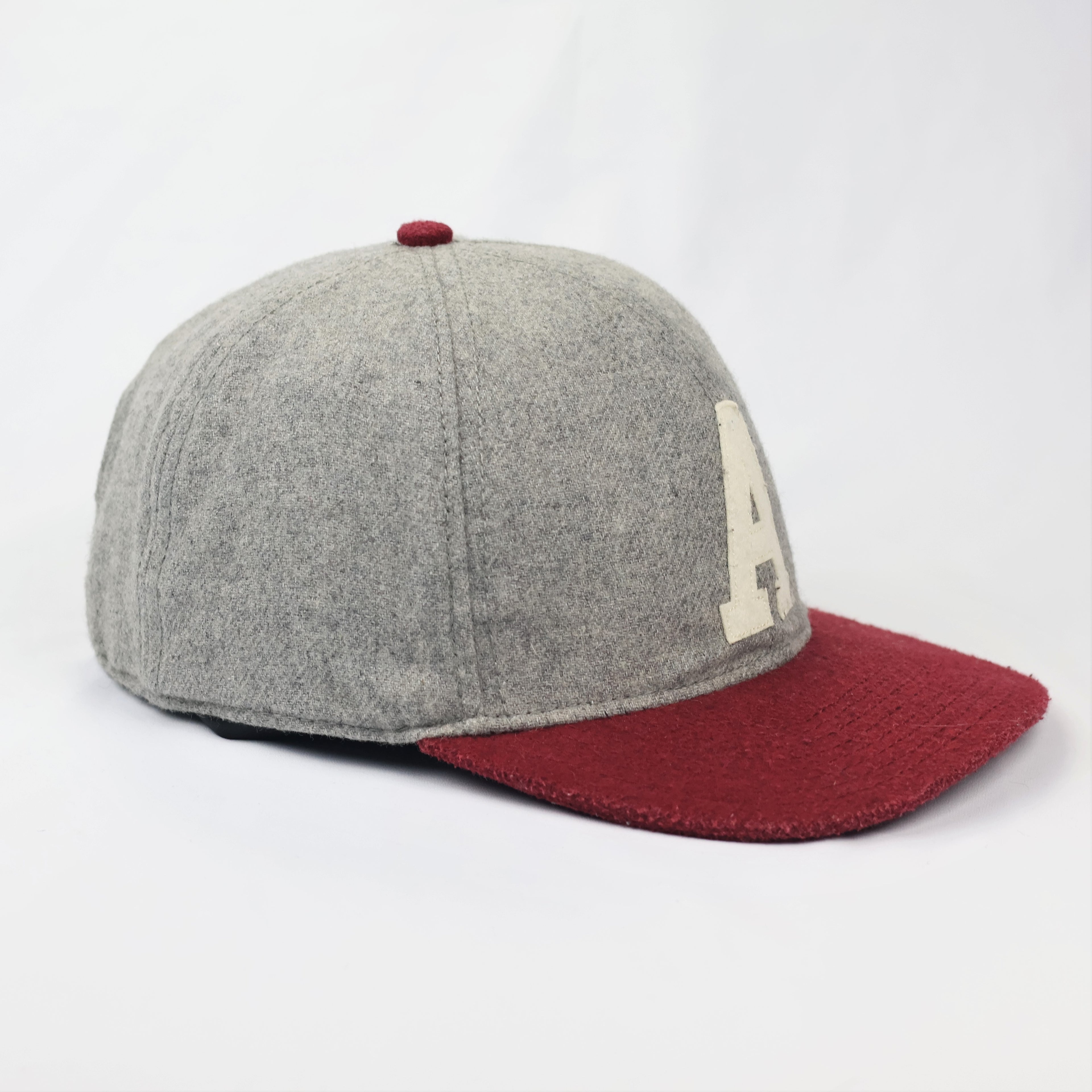 Topman Varsity Letter 'A' Wool Blend Thrifted Snapback Hat - Gray & Maroon