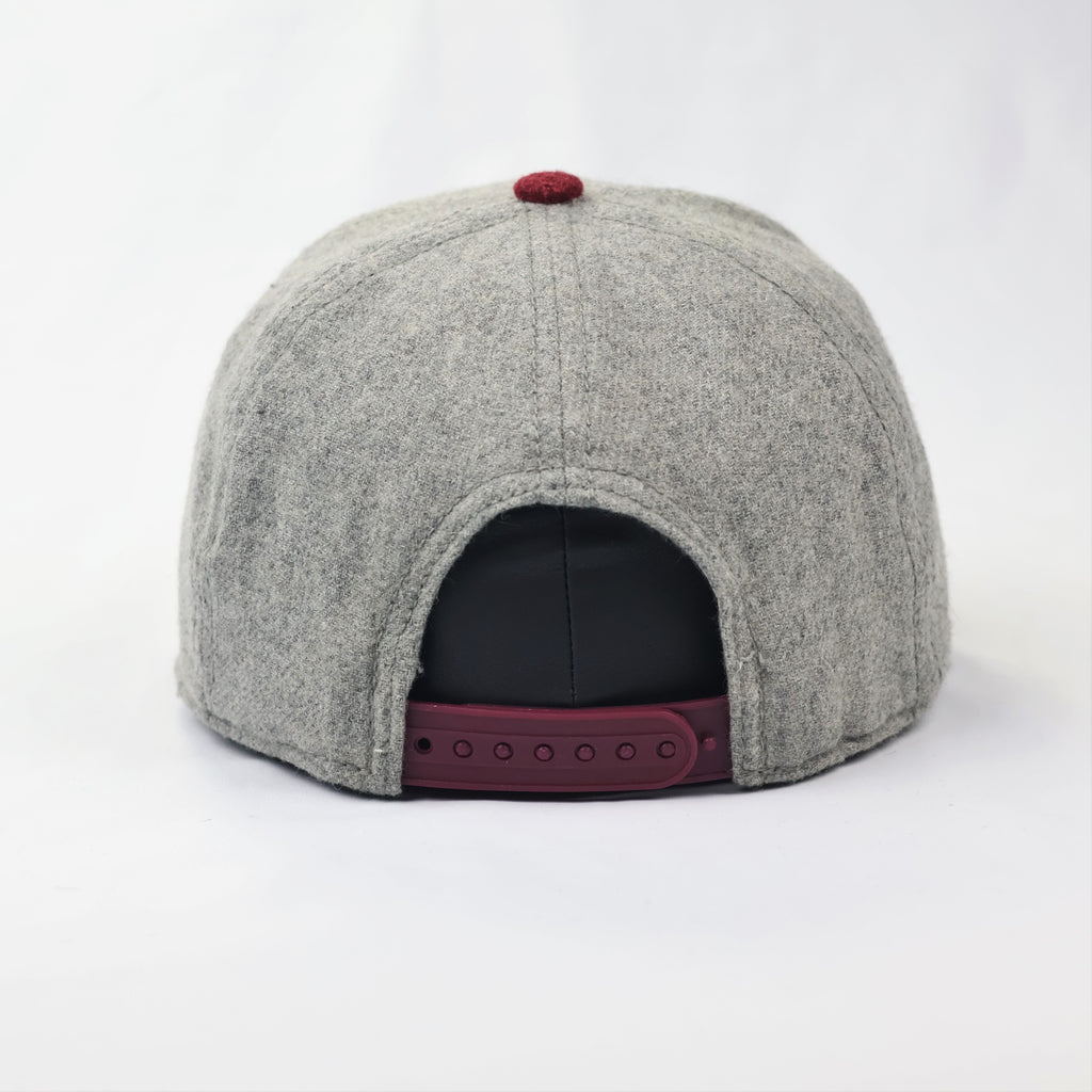 Topman Varsity Letter 'A' Wool Blend Thrifted Snapback Hat - Gray & Maroon