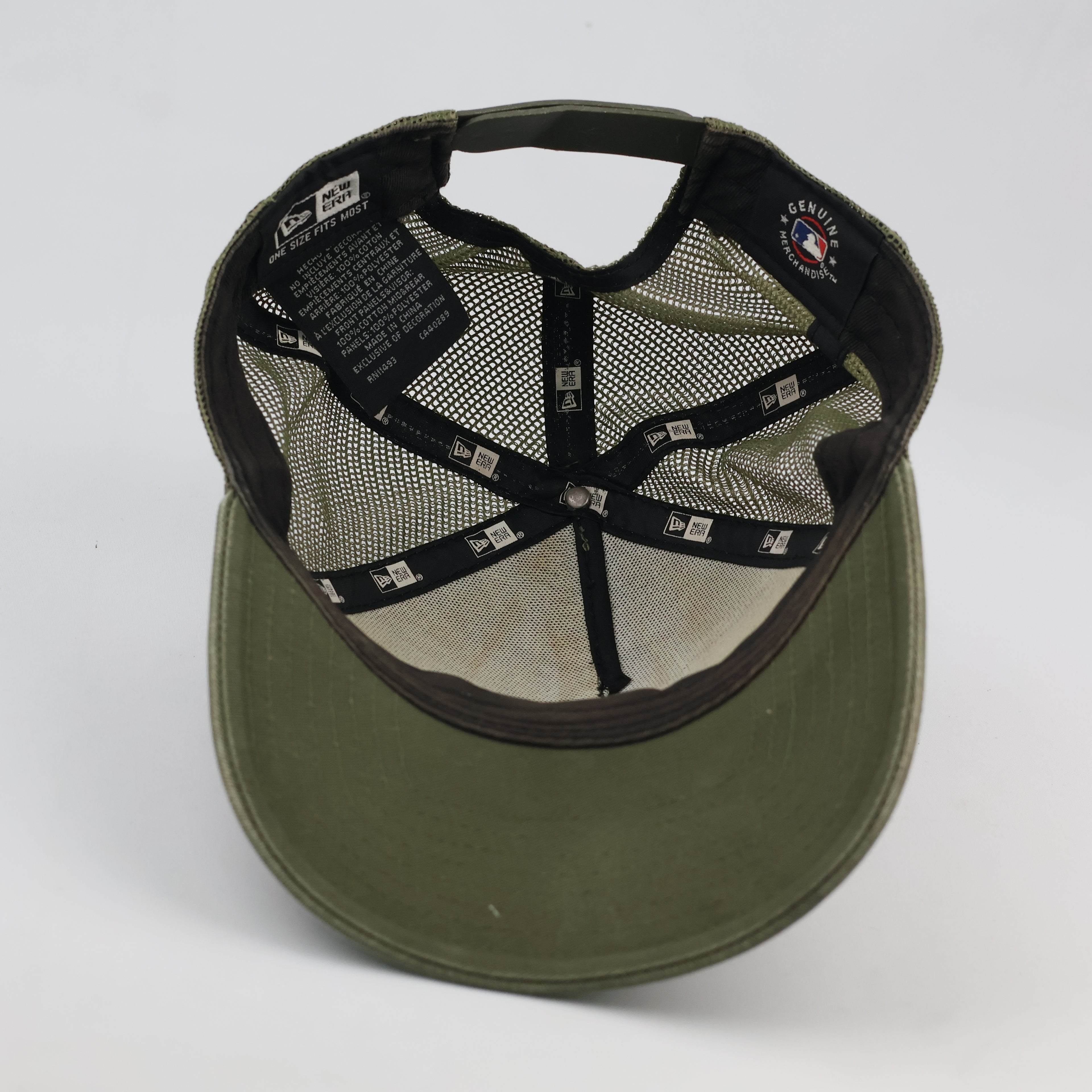 Thrifted LA Dodgers Olive Green Mesh Trucker Cap | Camo Logo