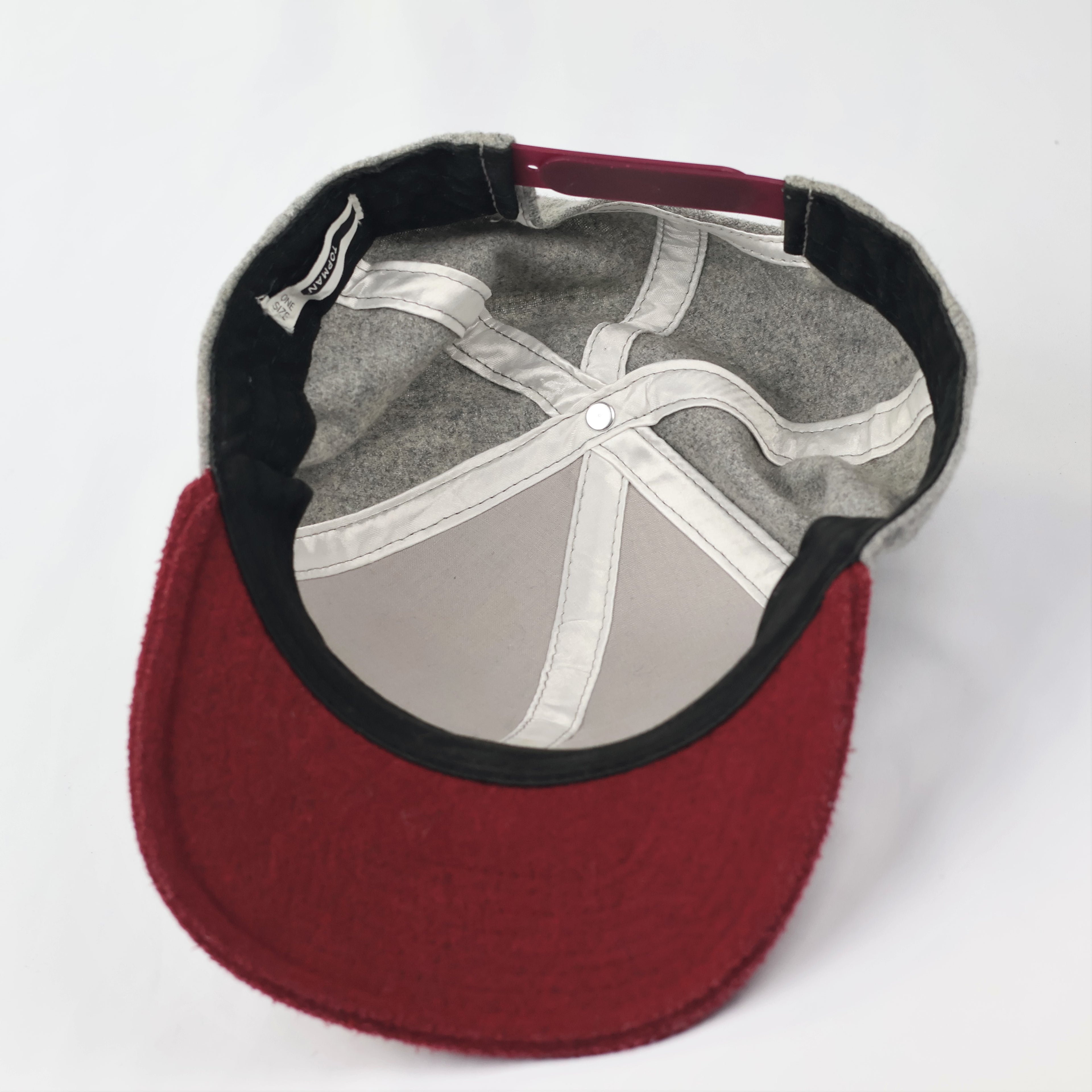 Topman Varsity Letter 'A' Wool Blend Thrifted Snapback Hat - Gray & Maroon