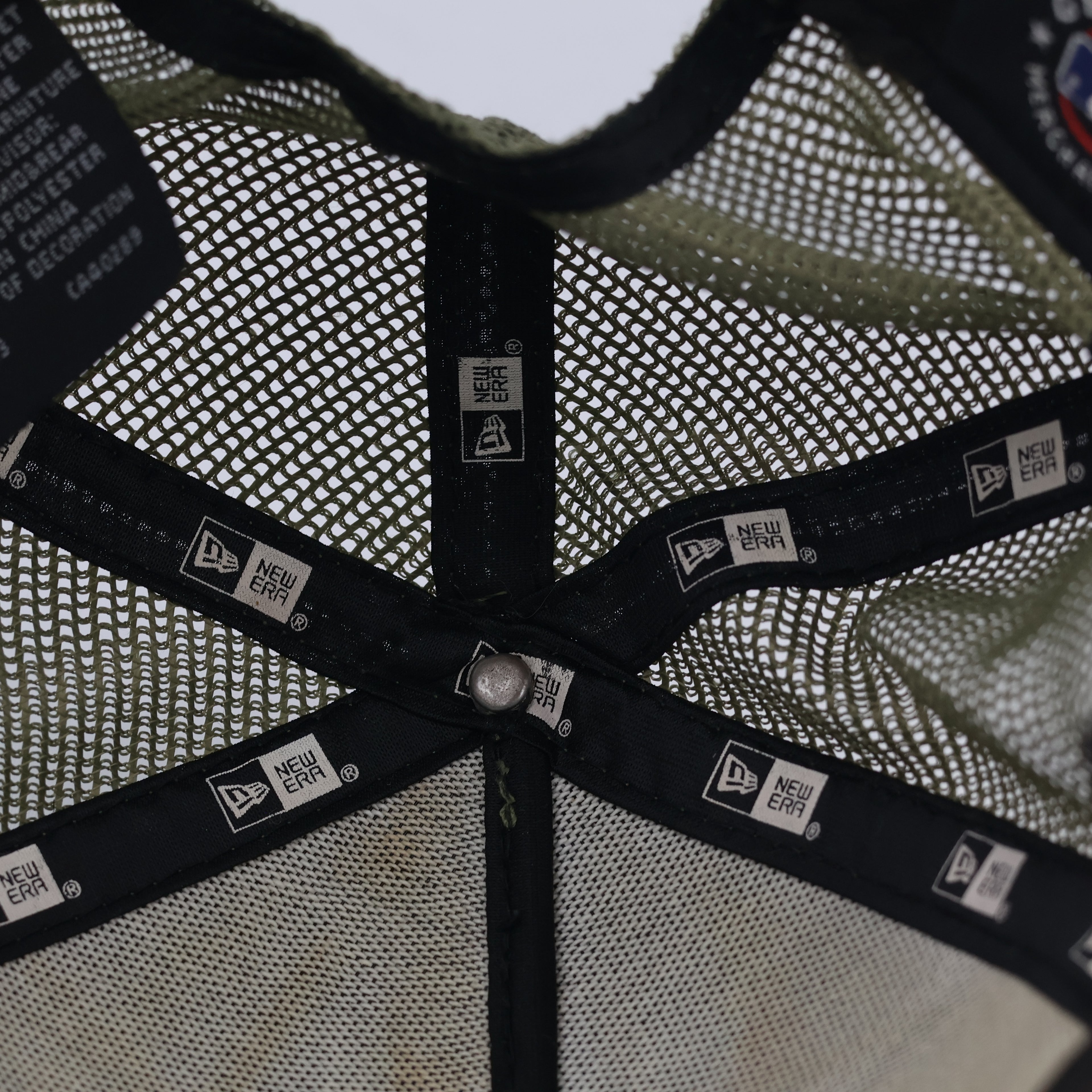 Thrifted LA Dodgers Olive Green Mesh Trucker Cap | Camo Logo