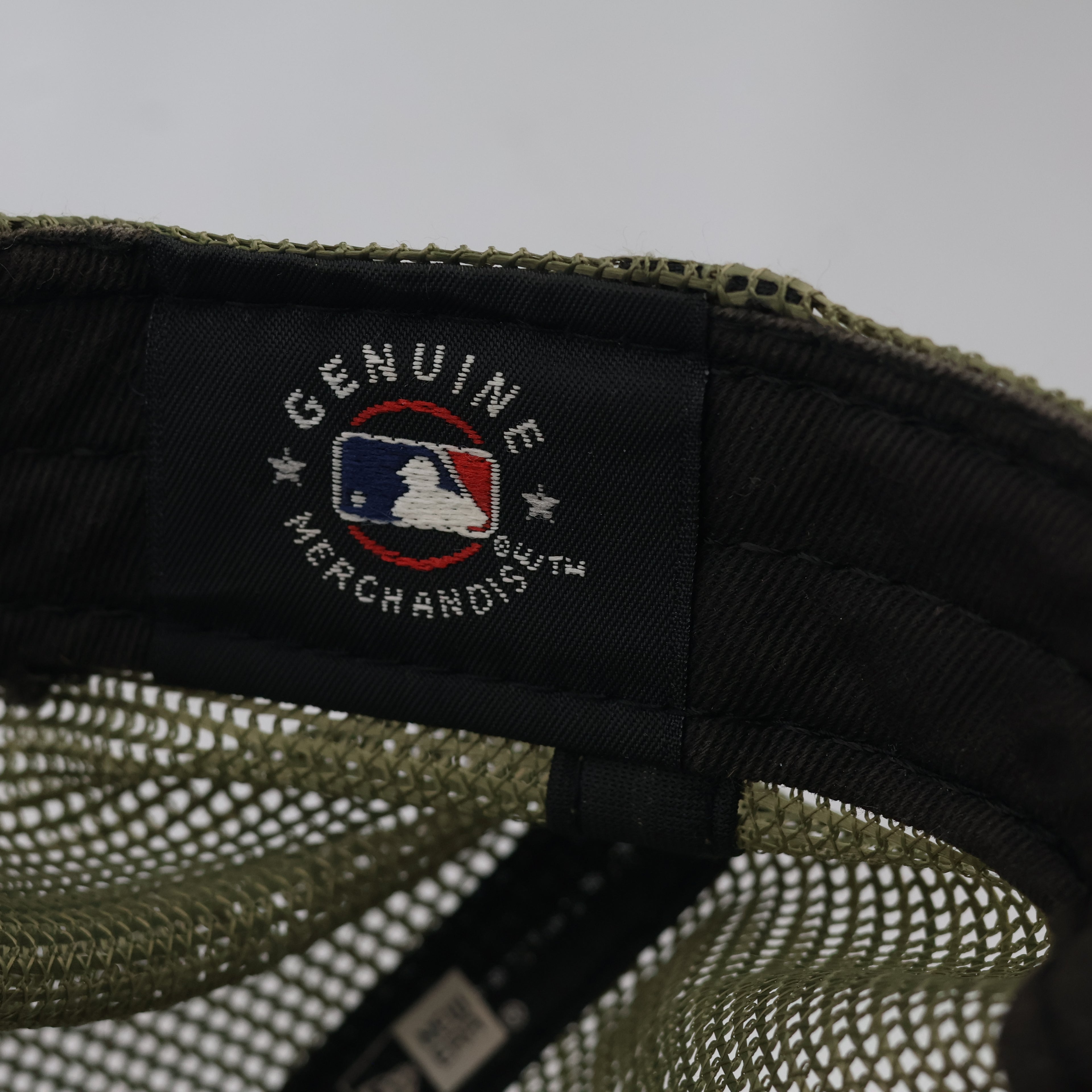 Thrifted LA Dodgers Olive Green Mesh Trucker Cap | Camo Logo