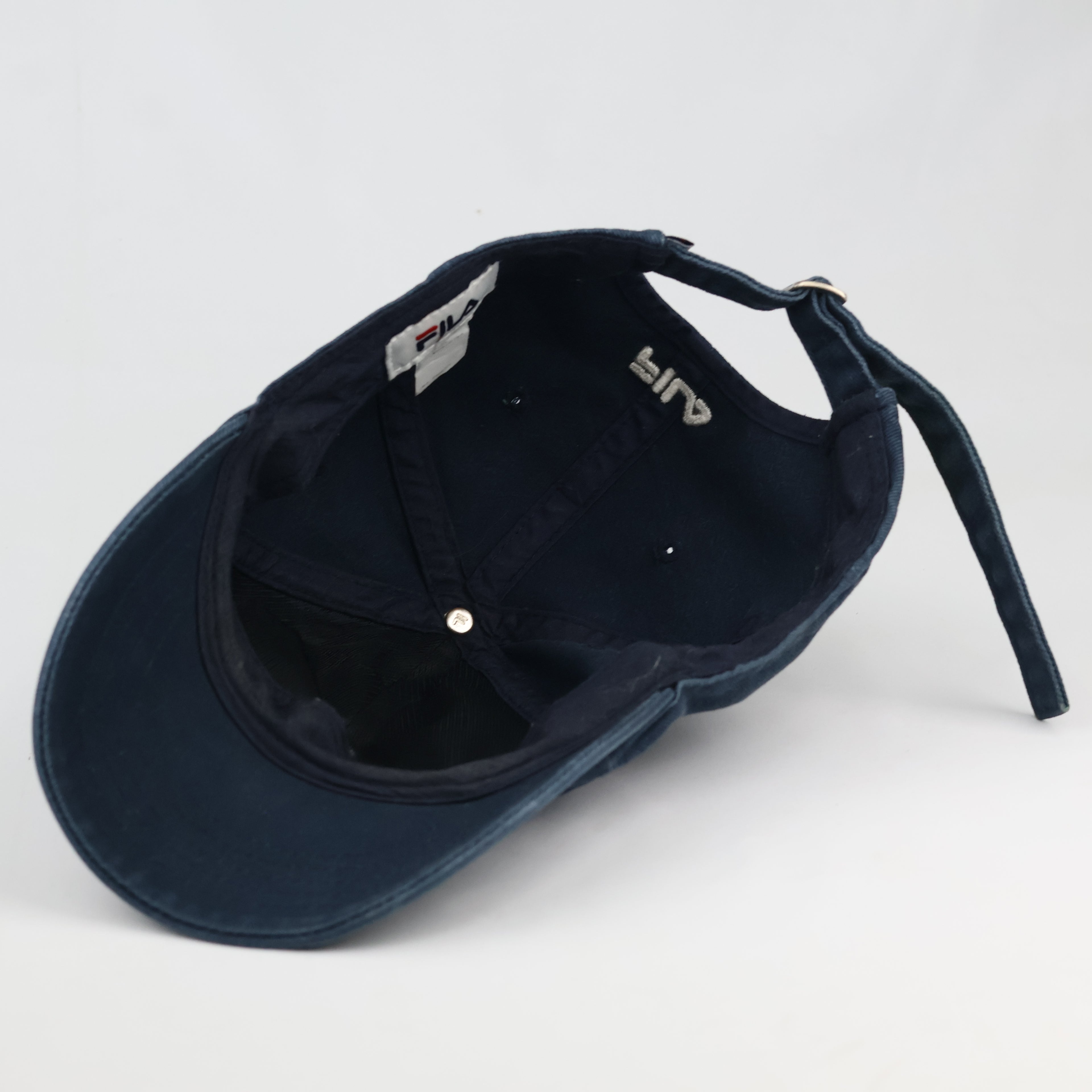 Thrifted Fila Embroidered Navy Cap | Adjustable Strapback