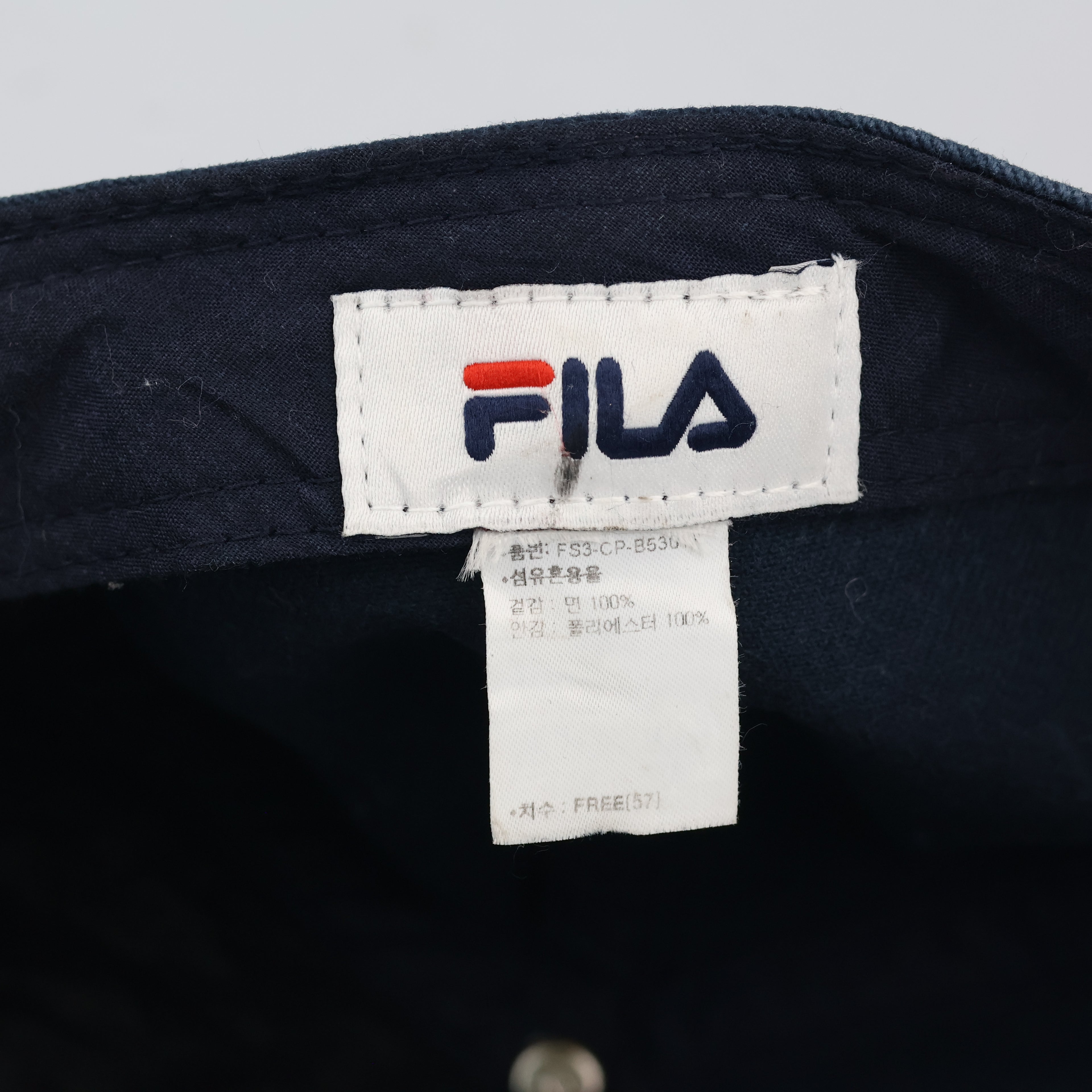 Thrifted Fila Embroidered Navy Cap | Adjustable Strapback