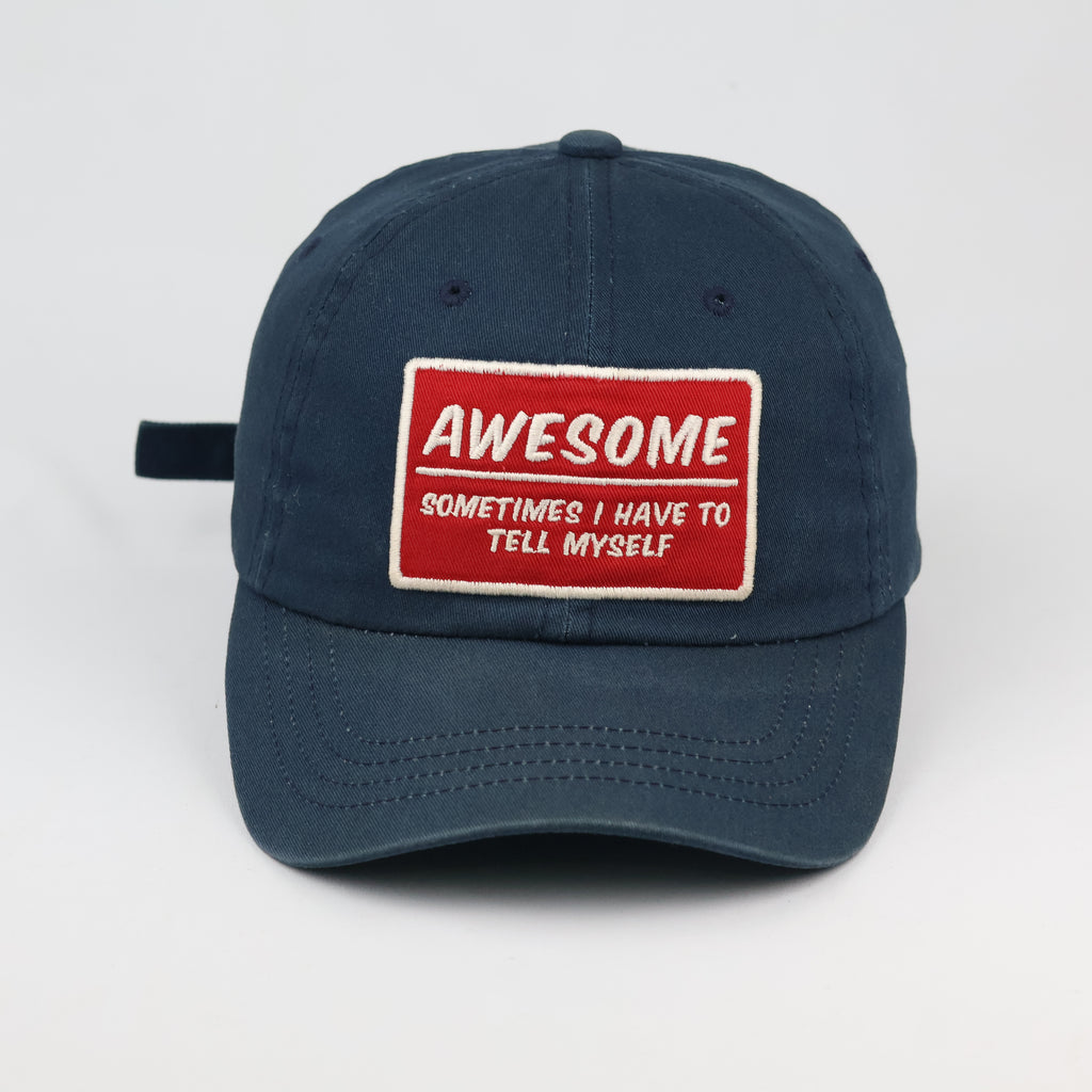 Vintage Michel Klein Paris Awesome Slogan Navy Blue Dad Hat