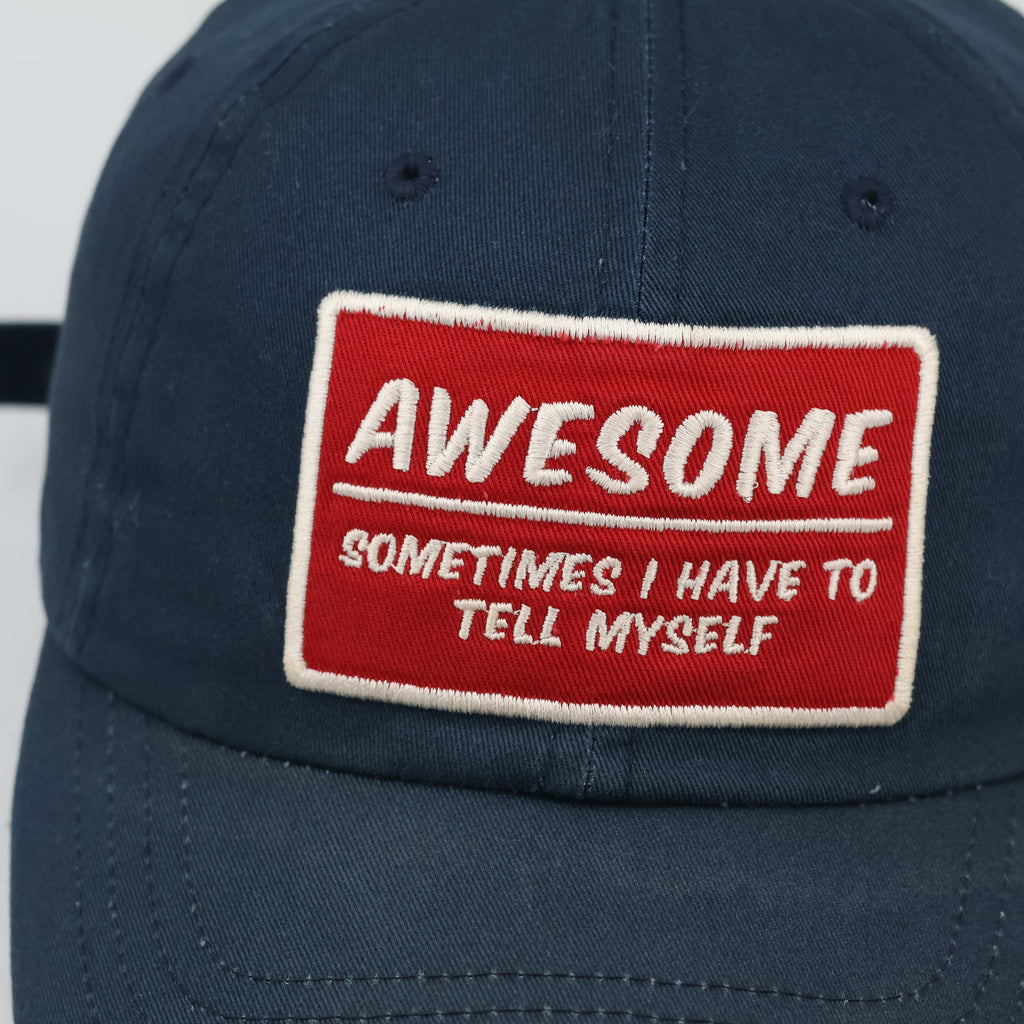 Vintage Michel Klein Paris Awesome Slogan Navy Blue Dad Hat
