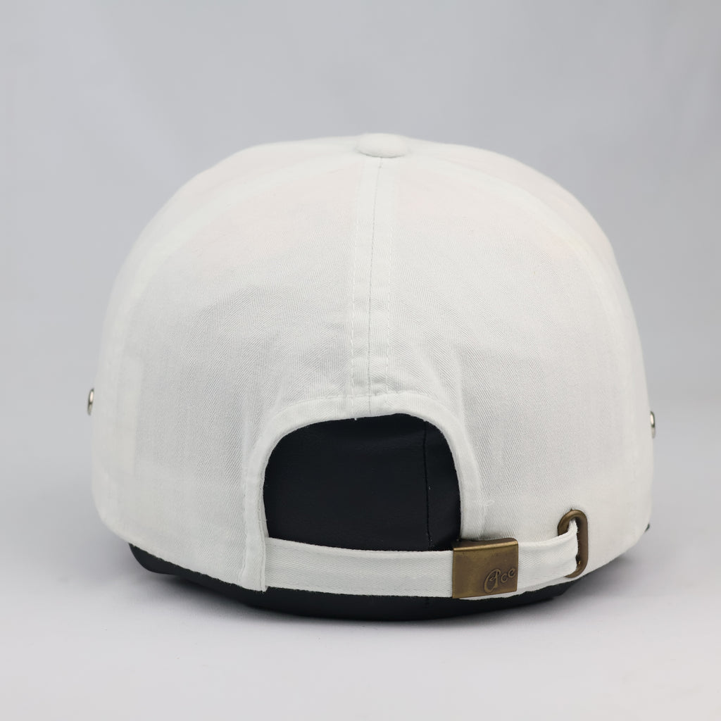 Thrifted New York City White Canvas Baseball Cap | Neon Green Brim