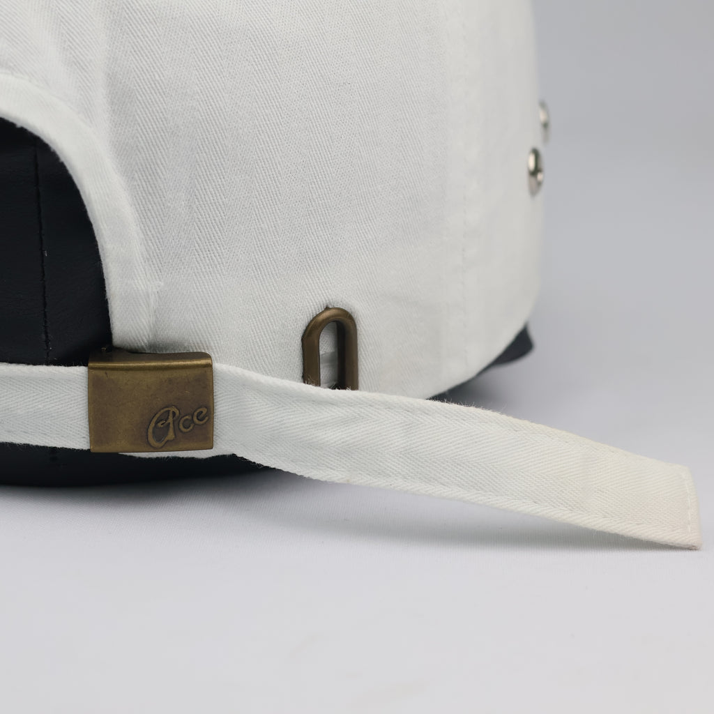 Thrifted New York City White Canvas Baseball Cap | Neon Green Brim