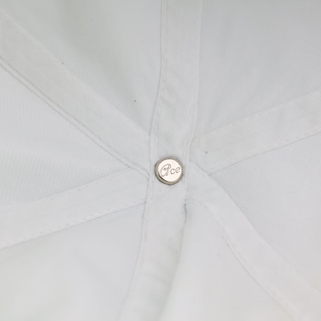 Thrifted New York City White Canvas Baseball Cap | Neon Green Brim