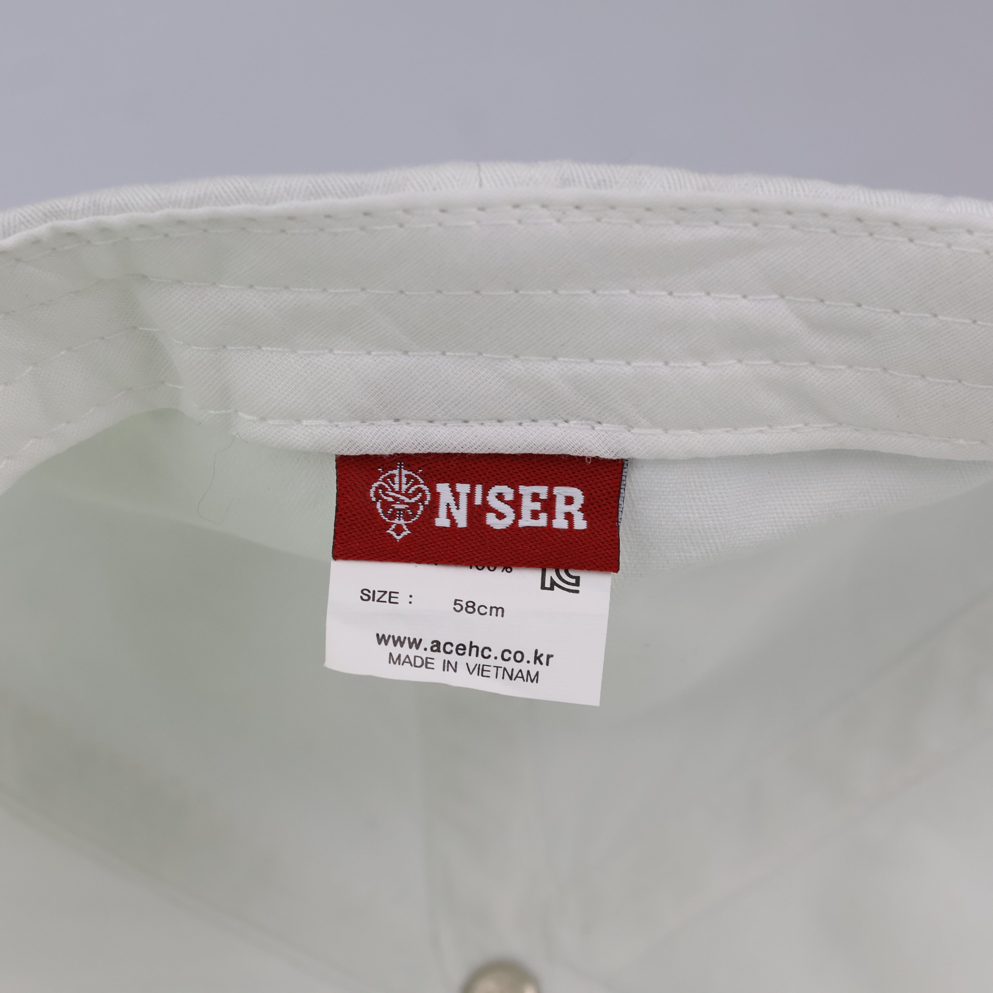 Thrifted New York City White Canvas Baseball Cap | Neon Green Brim