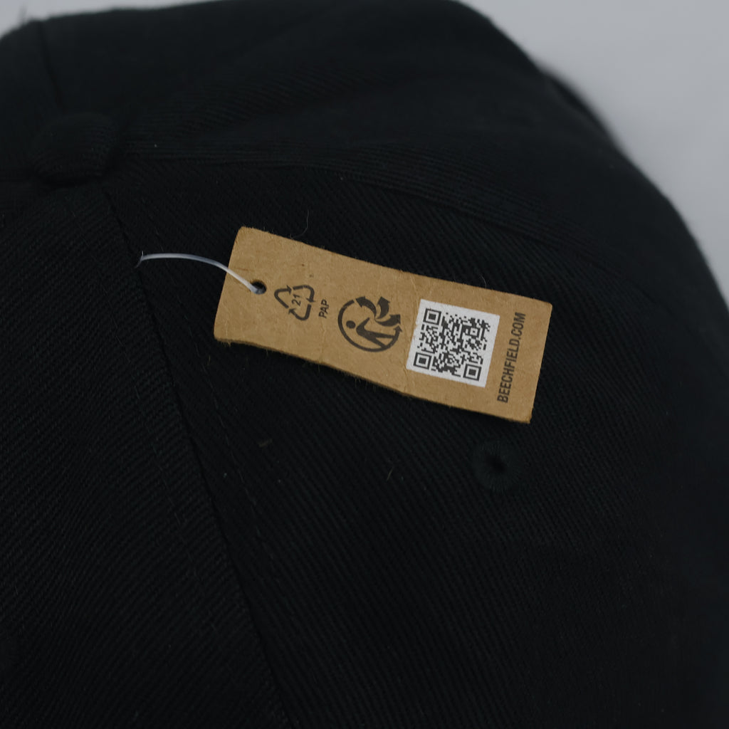 Thrifted Beechfield V-Logo Black Flat Brim Snapback Hat - 56-57cm | 10641
