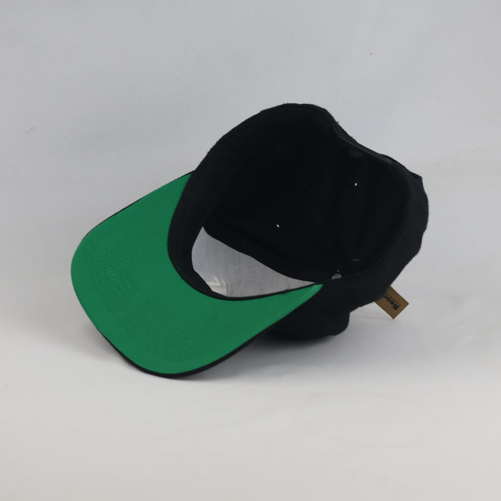 Thrifted Beechfield V-Logo Black Flat Brim Snapback Hat - 56-57cm | 10641