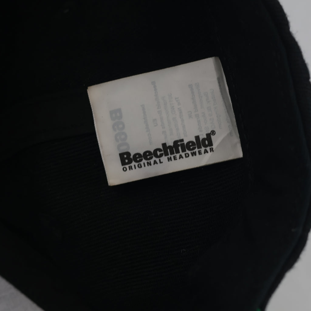 Thrifted Beechfield V-Logo Black Flat Brim Snapback Hat - 56-57cm | 10641