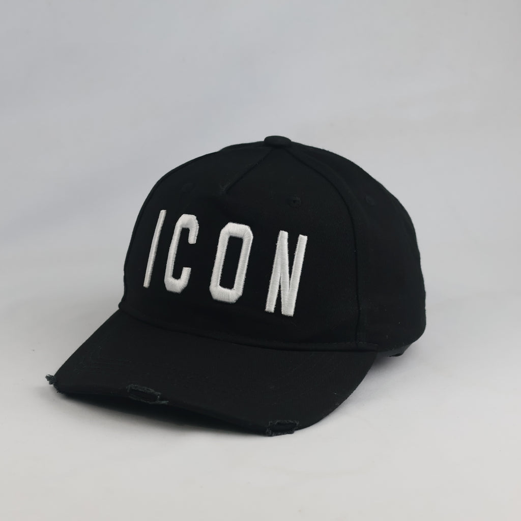 Thrifted DSquared2 "ICON" Distressed Black Cap – 56-57cm | 10652