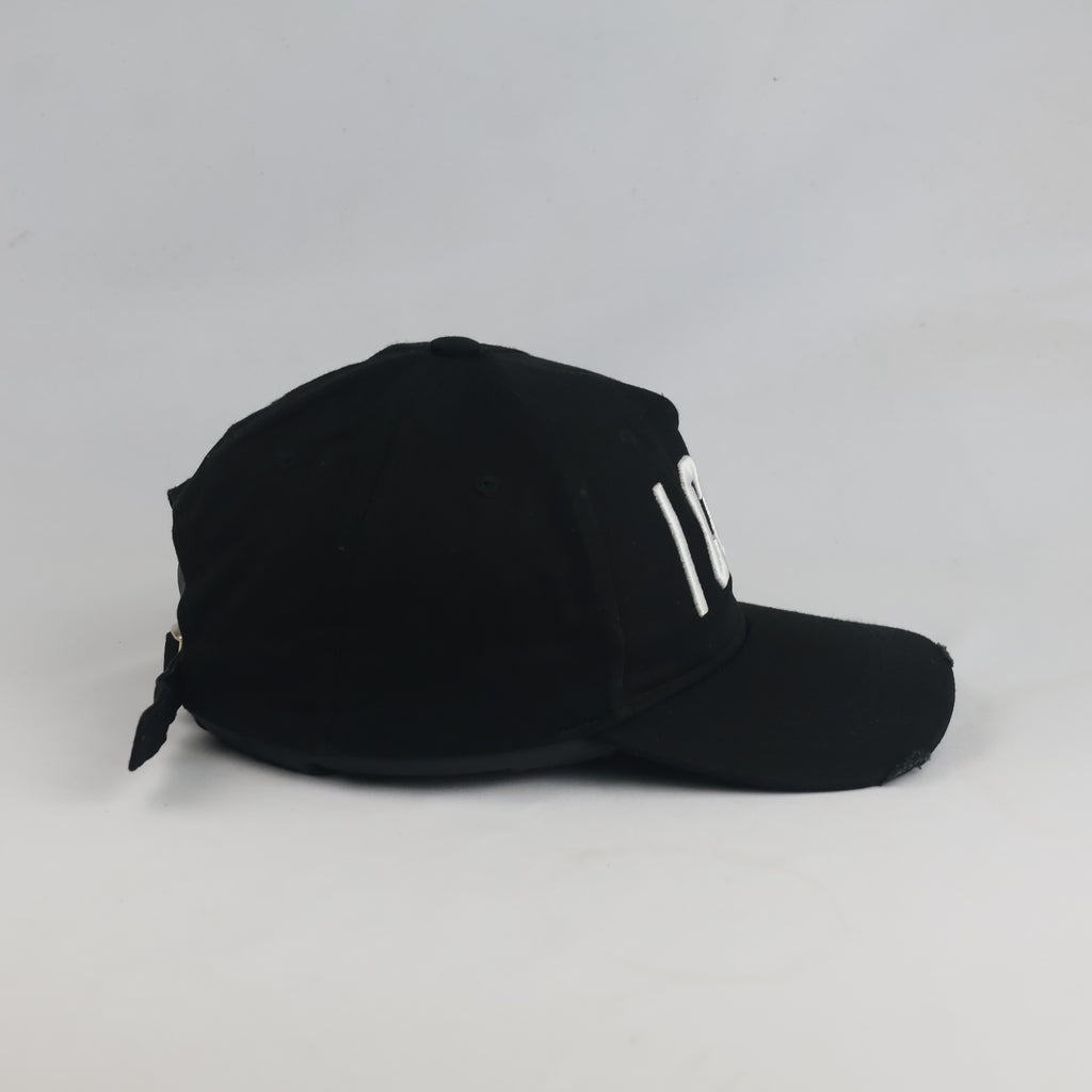 Thrifted DSquared2 "ICON" Distressed Black Cap – 56-57cm | 10652