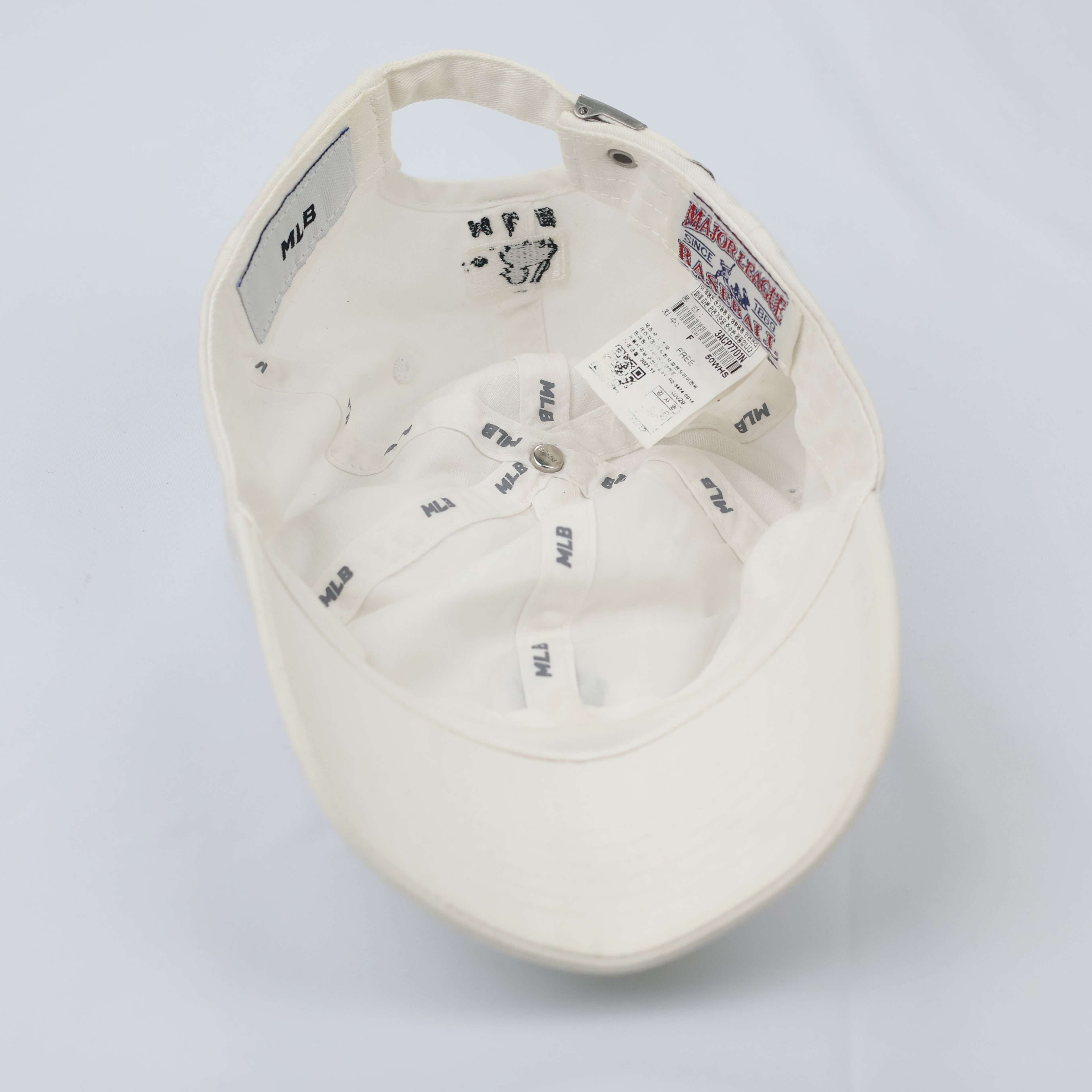 Vintage MLB NY Yankees Adjustable Thrifted Strapback Hat - Bone White