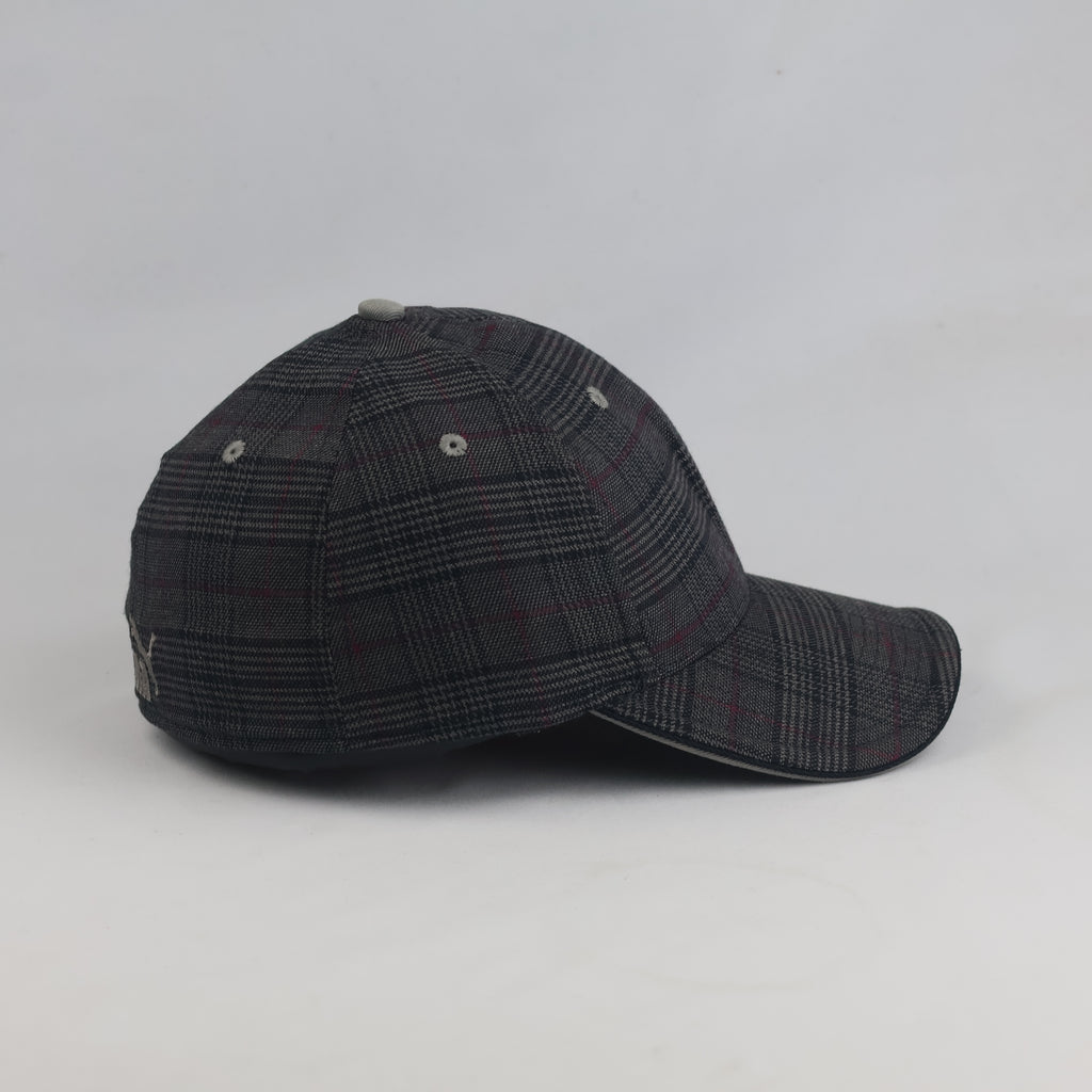 Thrifted Puma Dark Grey Plaid Baseball Cap – Big Logo Tartan Golf Hat (56-57cm) | 10626