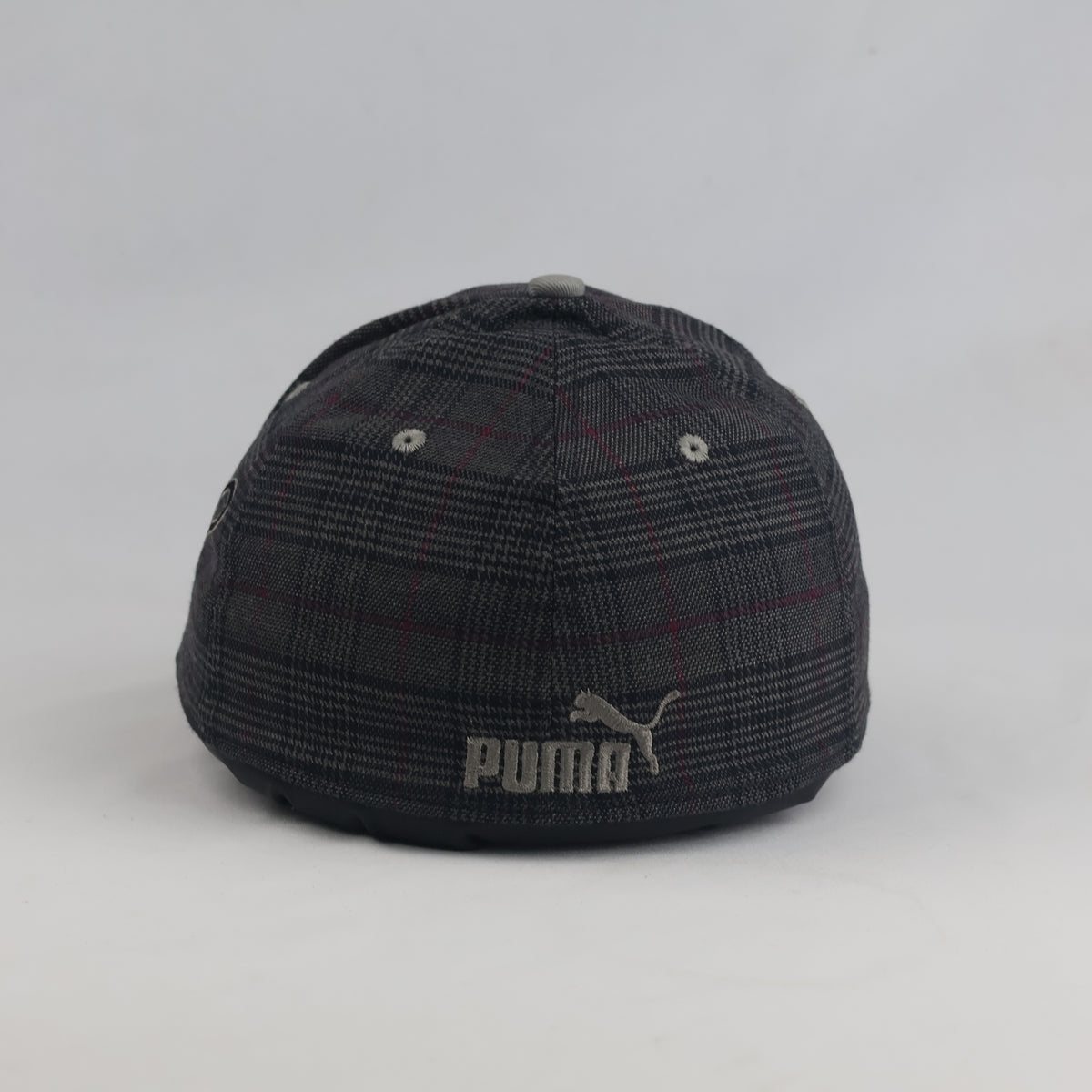 Thrifted Puma Dark Grey Plaid Baseball Cap – Big Logo Tartan Golf Hat (56-57cm) | 10626