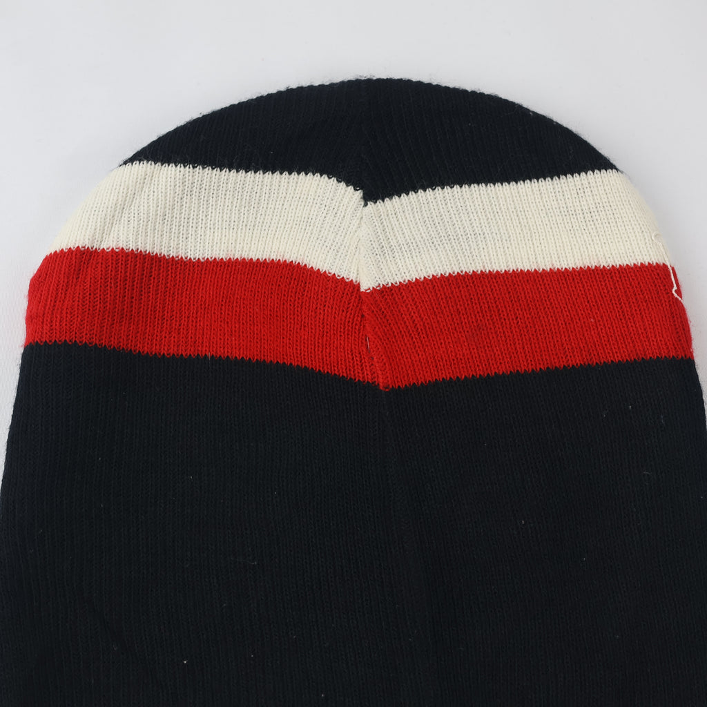 Kids Penguin Print Beanie | "Keep Cool" Graphic Winter Hat | Navy & Red Knit