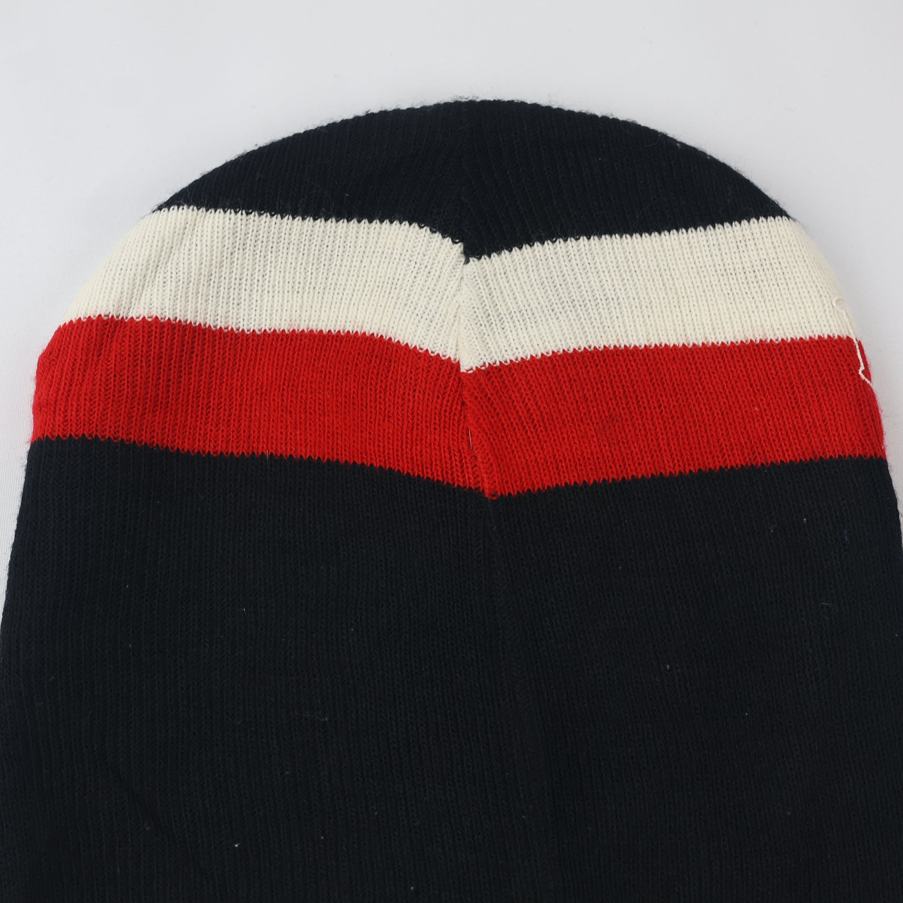 Kids Penguin Print Beanie | "Keep Cool" Graphic Winter Hat | Navy & Red Knit