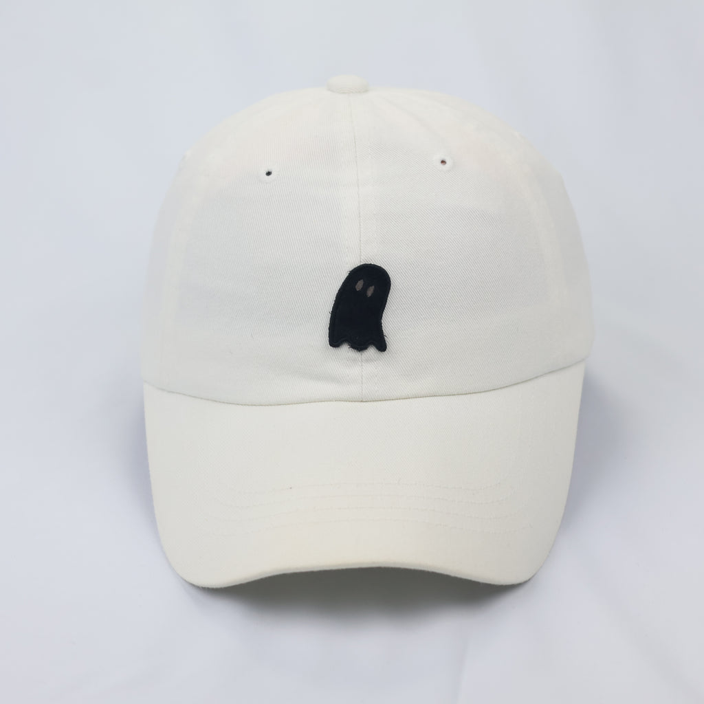 Minimalist Black Ghost Icon Thrifted Baseball Cap - Semblance by Ziosongzio