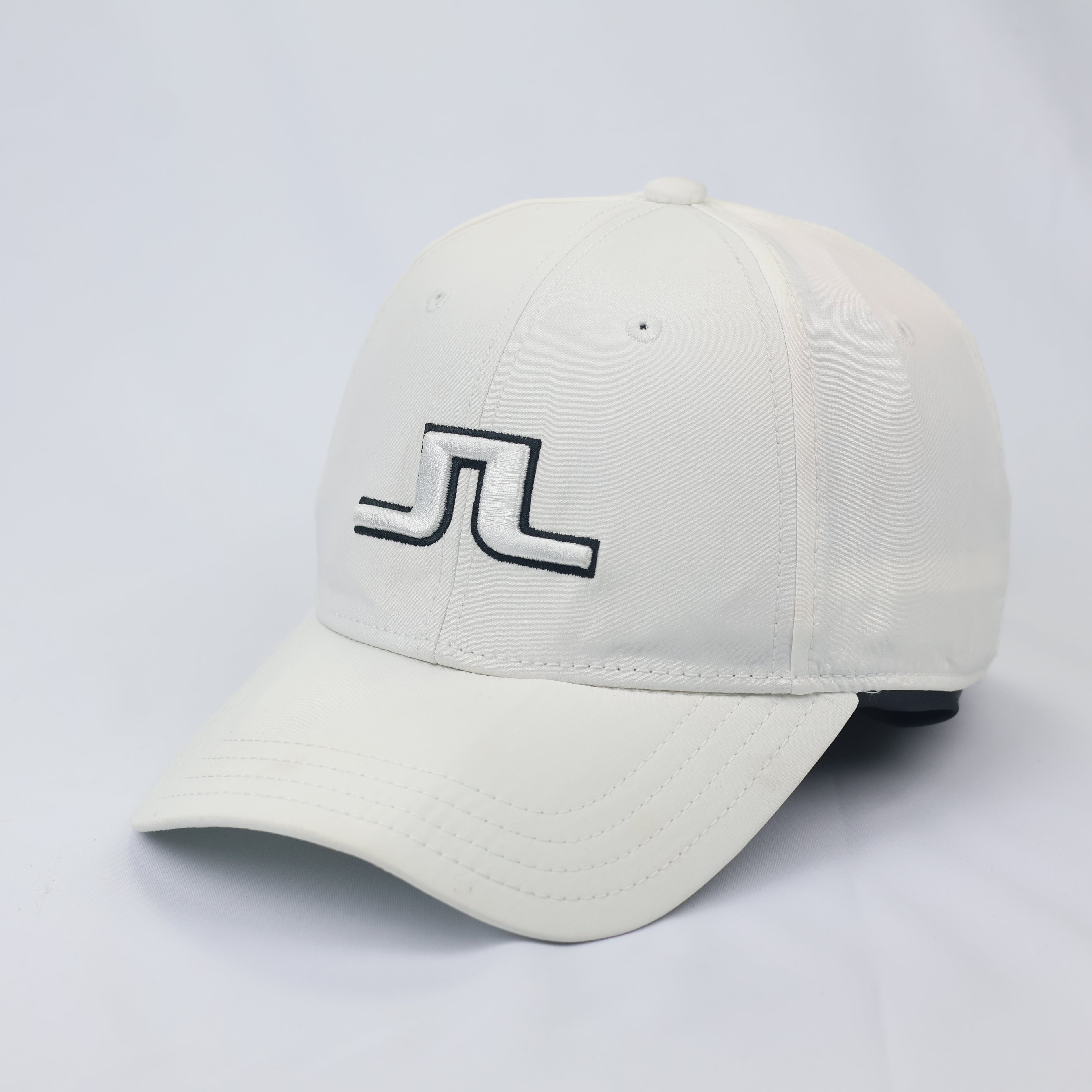 J.Lindeberg Premium Bridge Logo Thrifted  Performance Hat – White/Silver