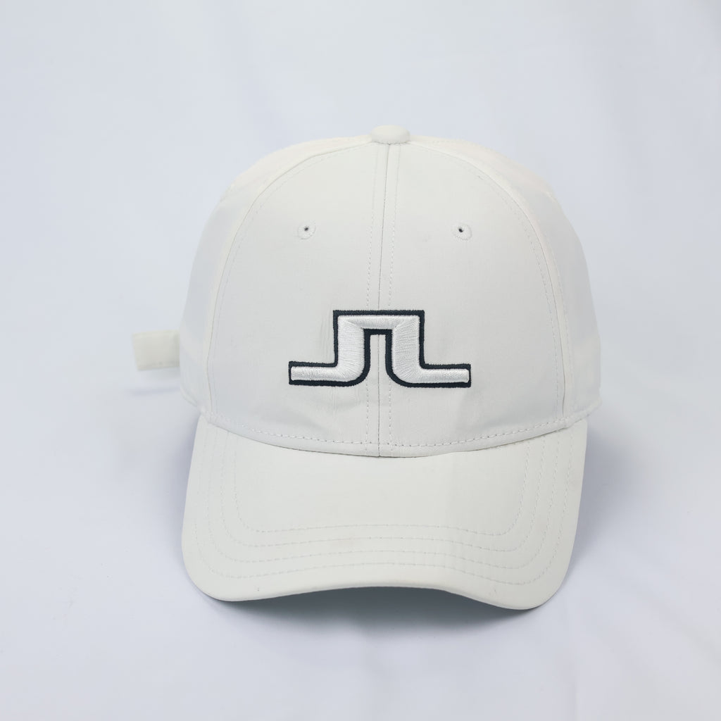 J.Lindeberg Premium Bridge Logo Thrifted  Performance Hat – White/Silver