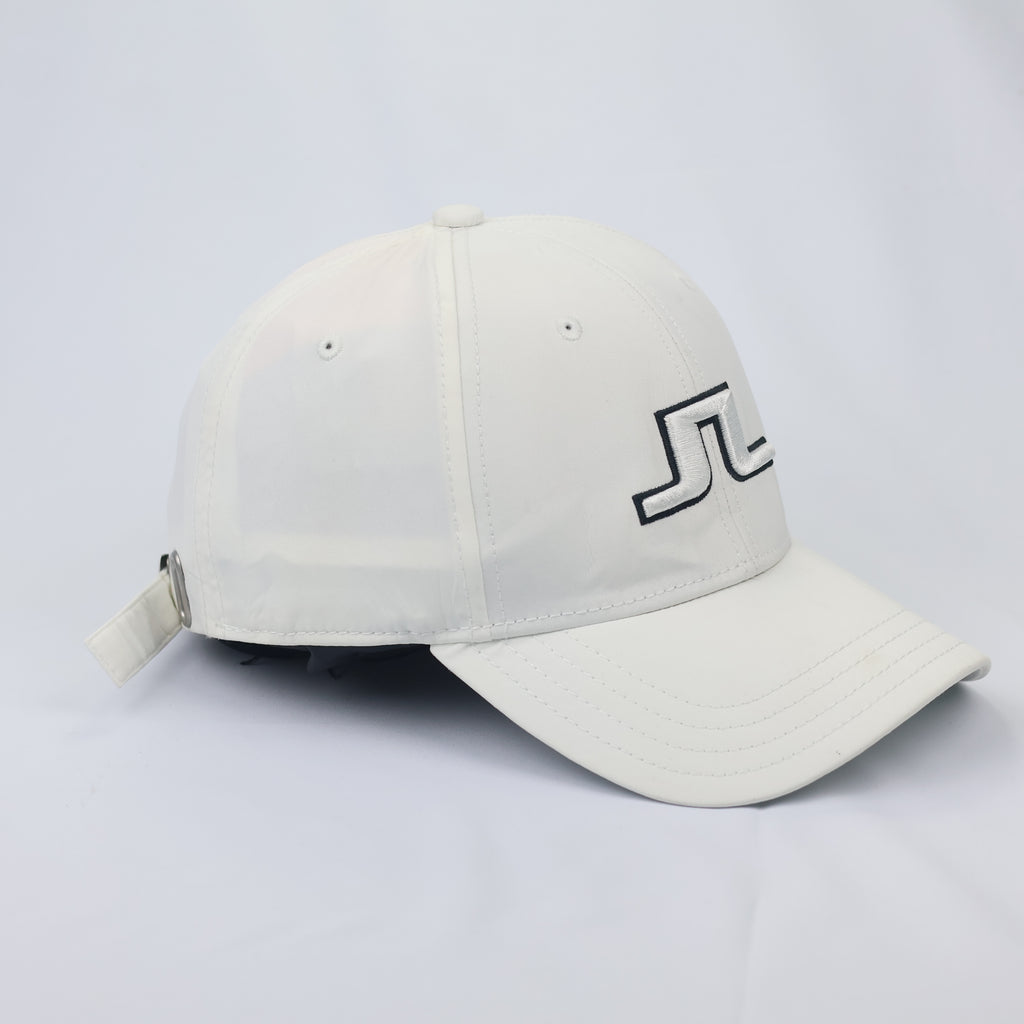 J.Lindeberg Premium Bridge Logo Thrifted  Performance Hat – White/Silver