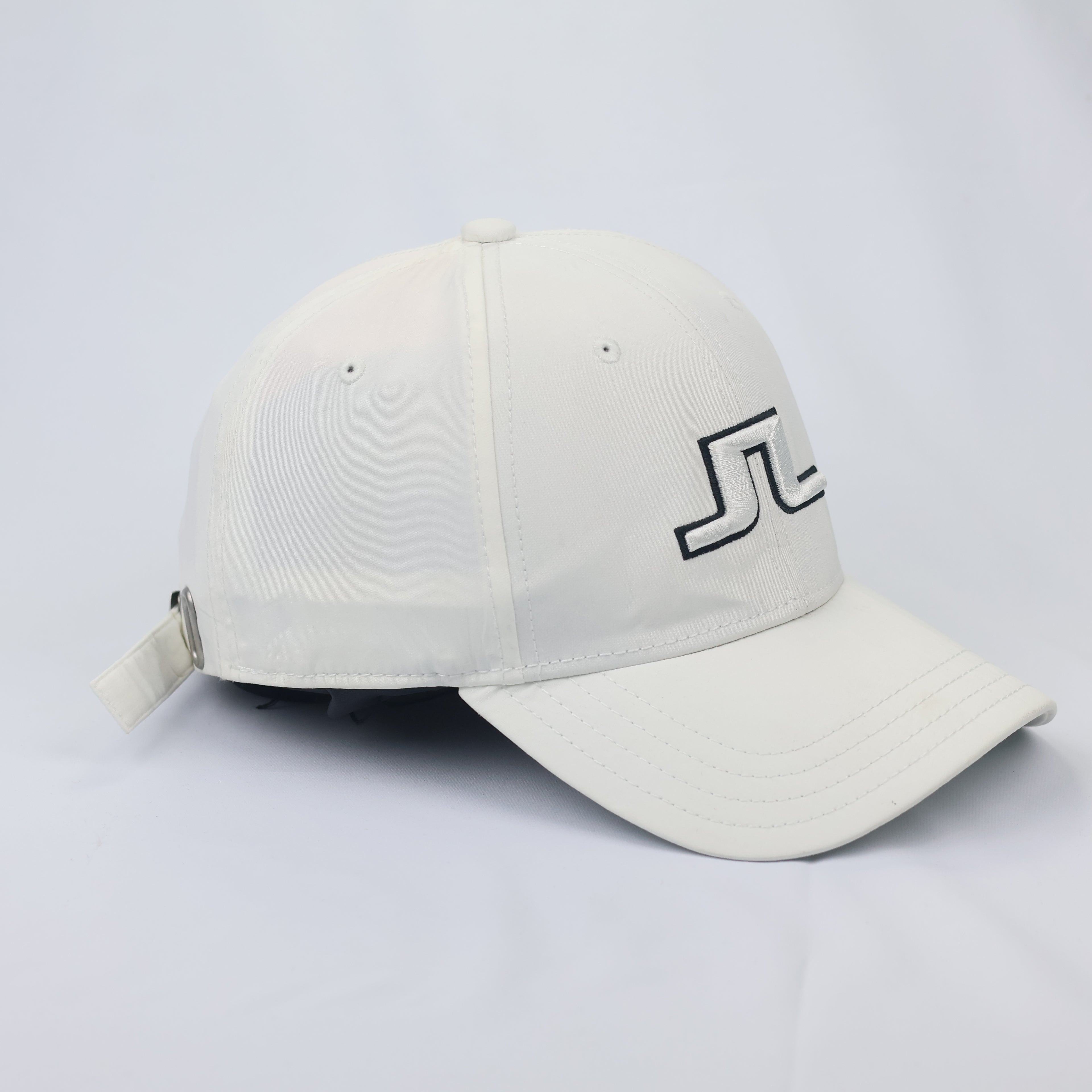 J.Lindeberg Premium Bridge Logo Thrifted  Performance Hat – White/Silver