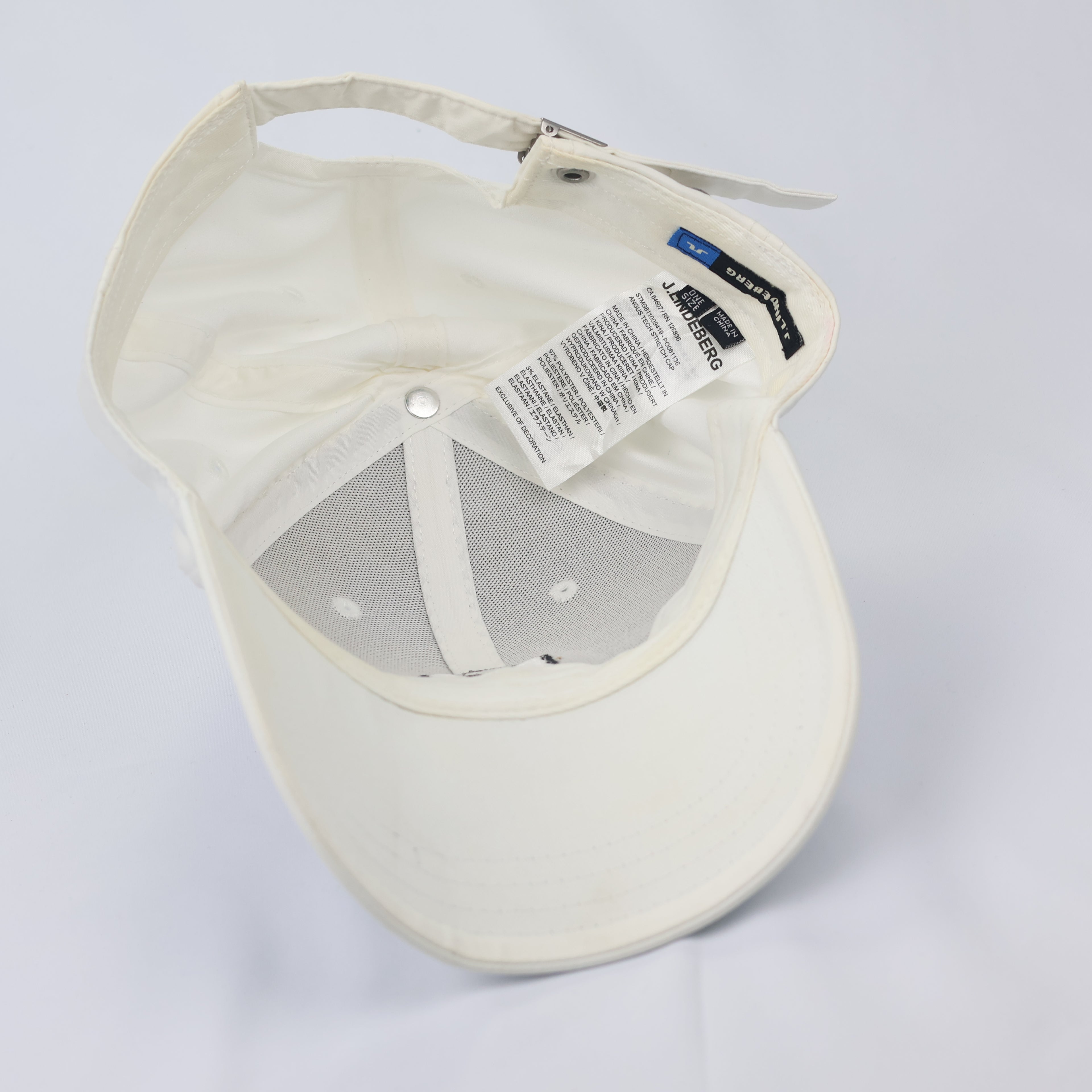 J.Lindeberg Premium Bridge Logo Thrifted  Performance Hat – White/Silver