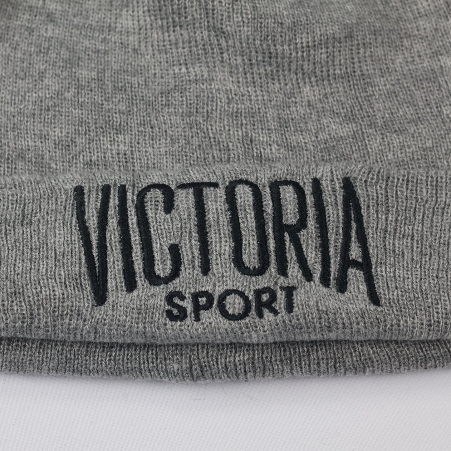 Victoria's Secret Sport Beanie | Heather Grey Knit Hat with Embroidered Logo