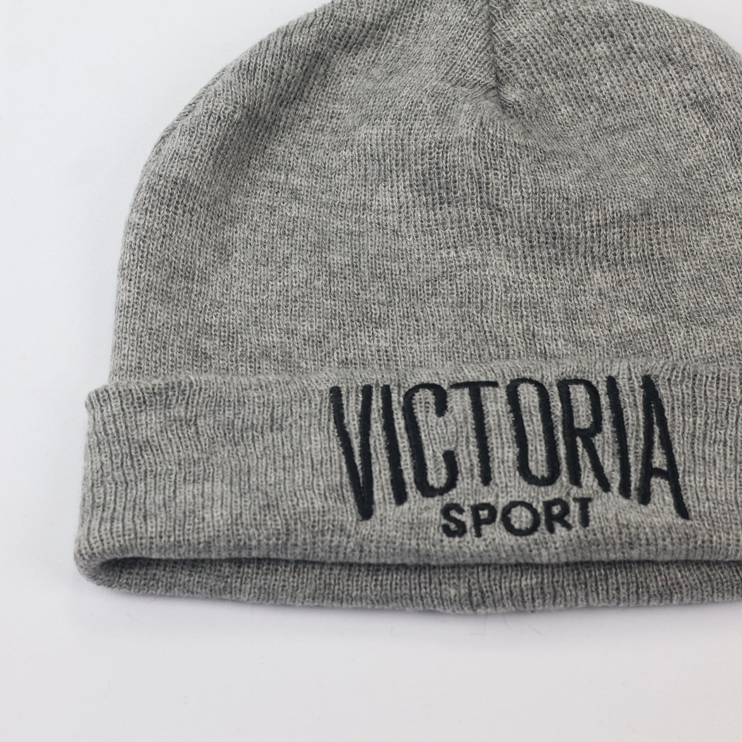 Victoria's Secret Sport Beanie | Heather Grey Knit Hat with Embroidered Logo