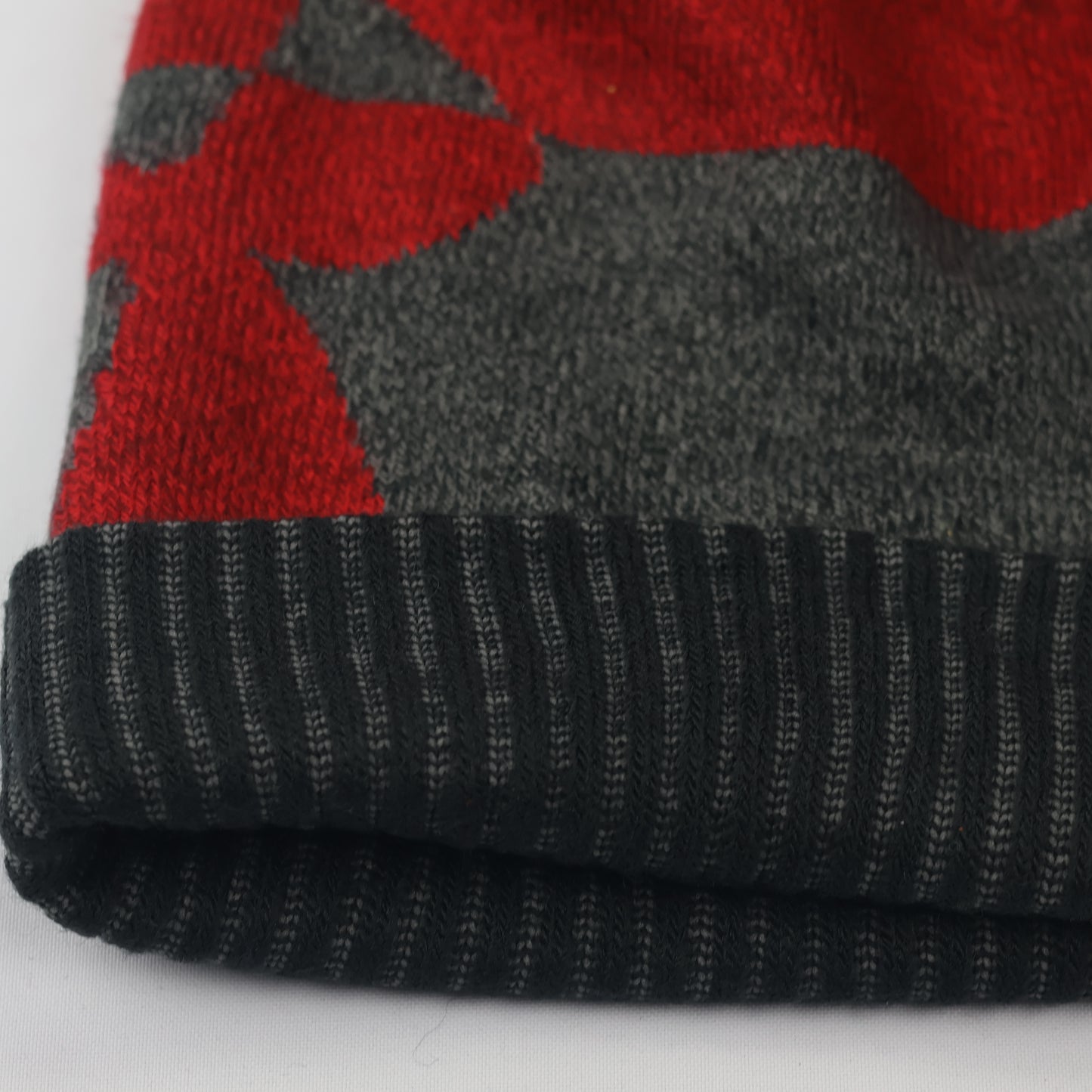 Under Armour Kids Pom Beanie | Red & Grey Winter Hat with Big Logo | Youth Size