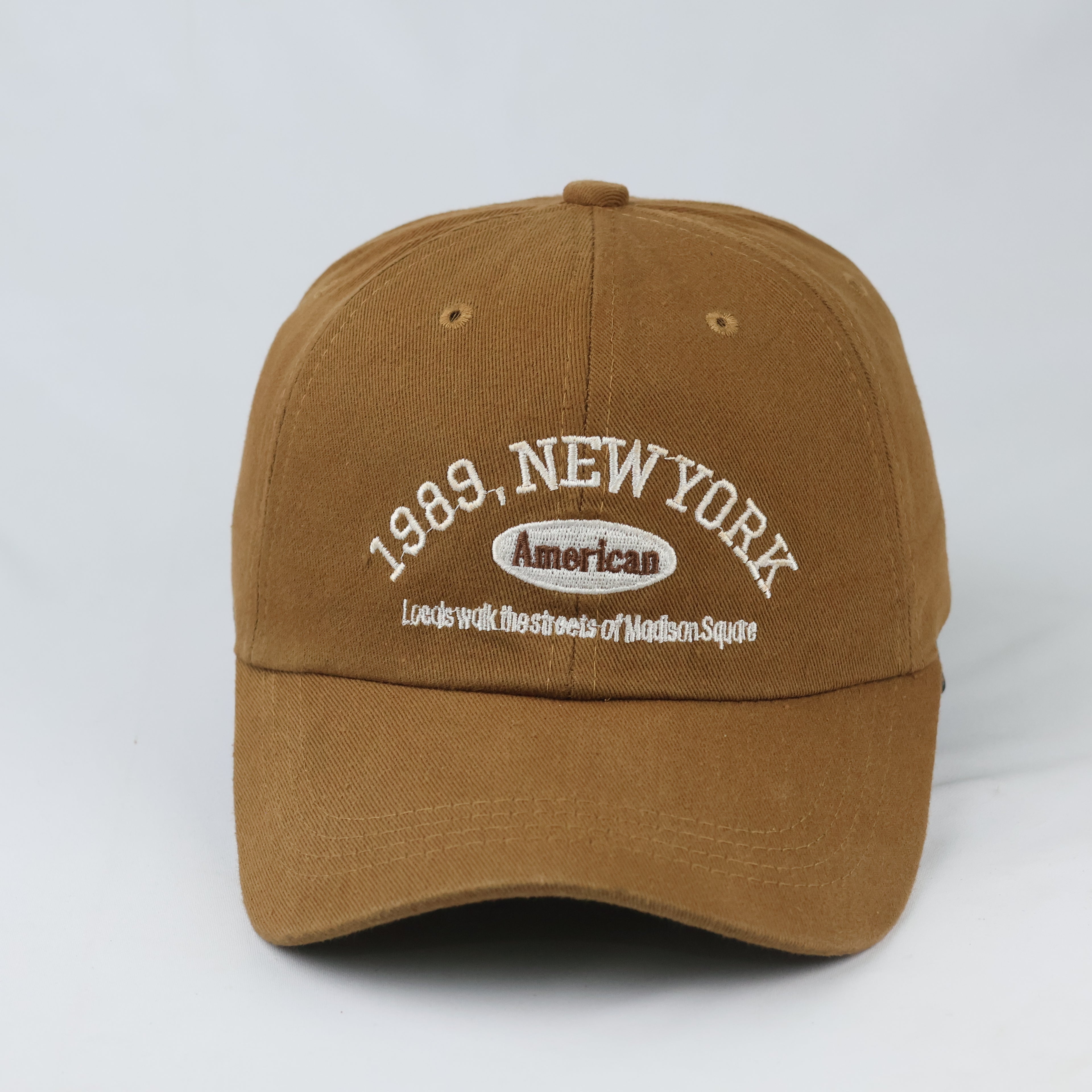 Retro New York Madison Square Baseball Cap - Tobacco Brown Graphic Hat