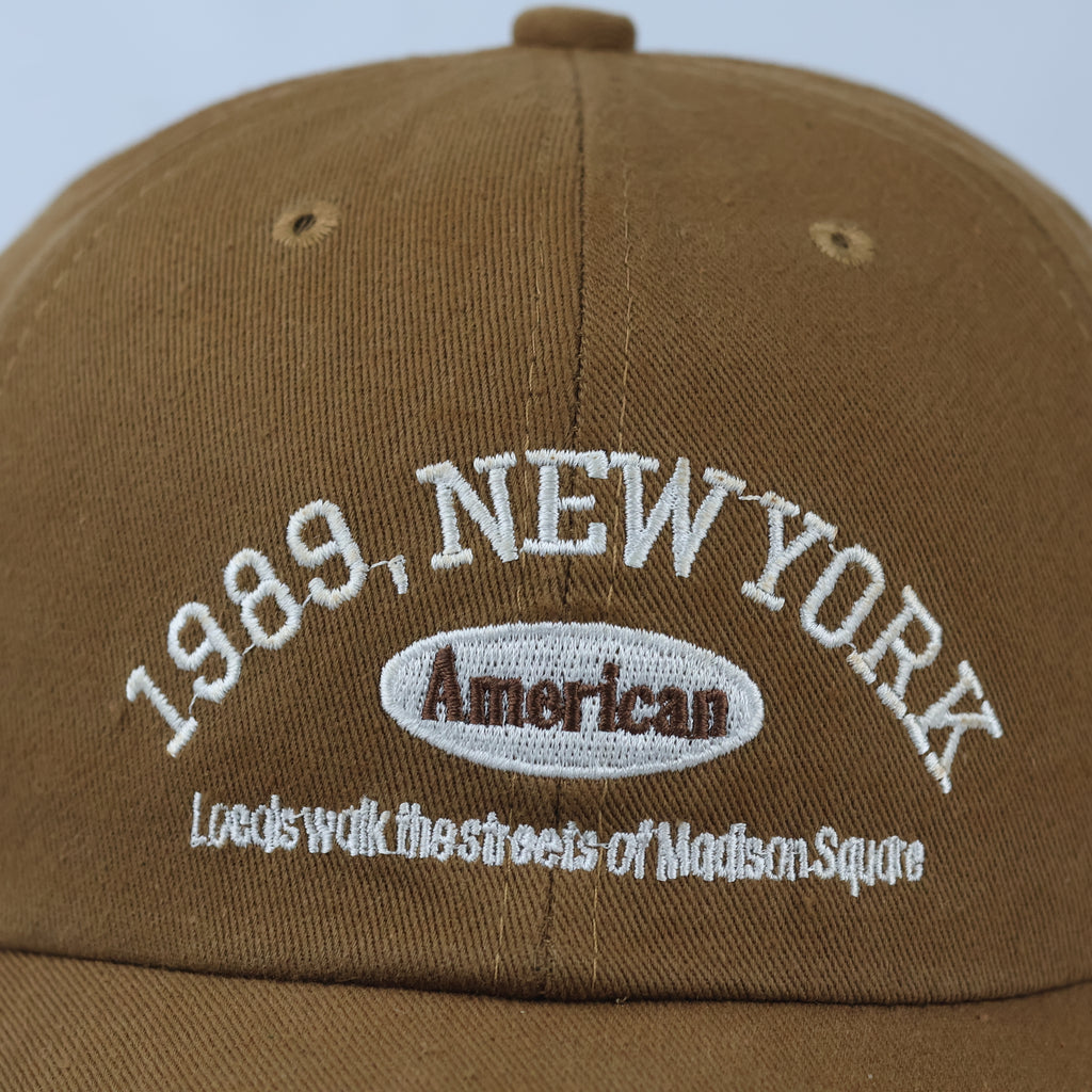 Retro New York Madison Square Baseball Cap - Tobacco Brown Graphic Hat