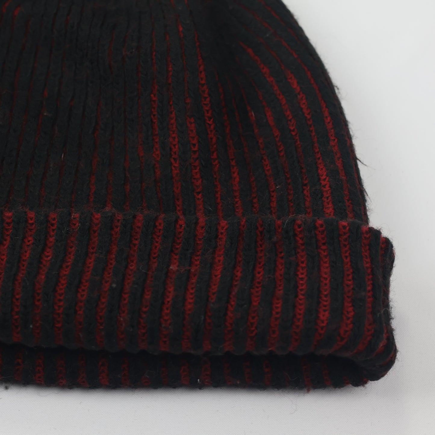 Adult Unisex Red/Black Ombre Thrifted Cap - Warm Soft Winter Headwear