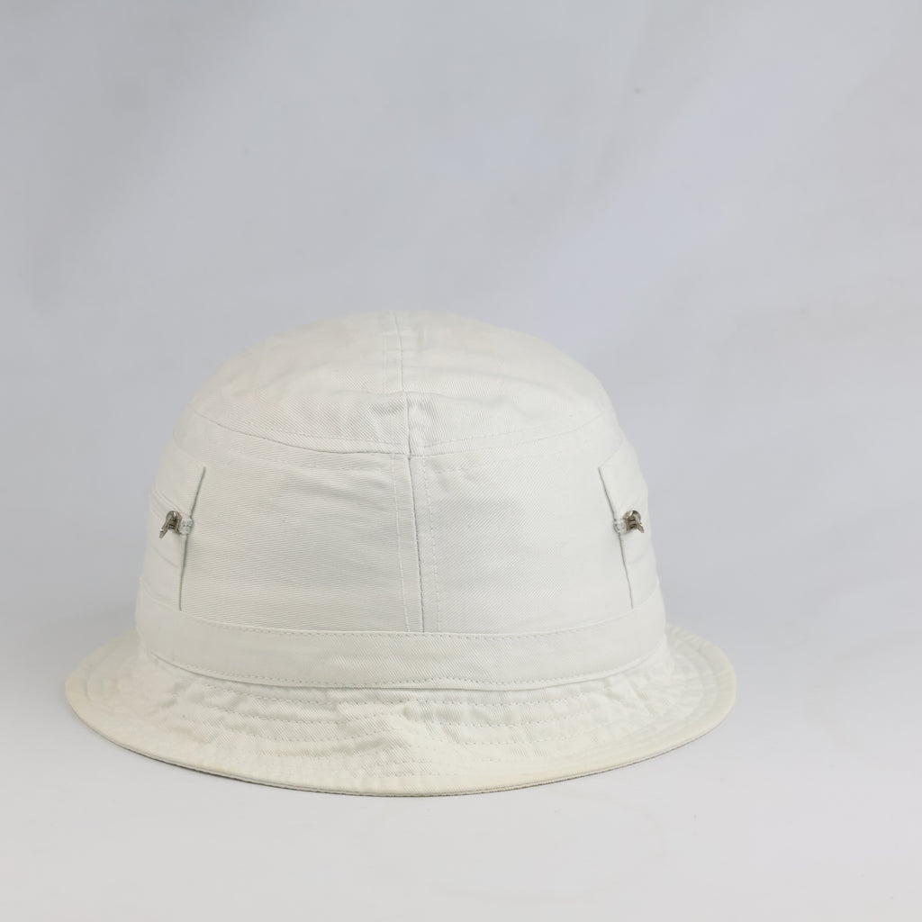 Thrifted Nike Embroidered White Bucket Hat with Side Pocket (55 cm)