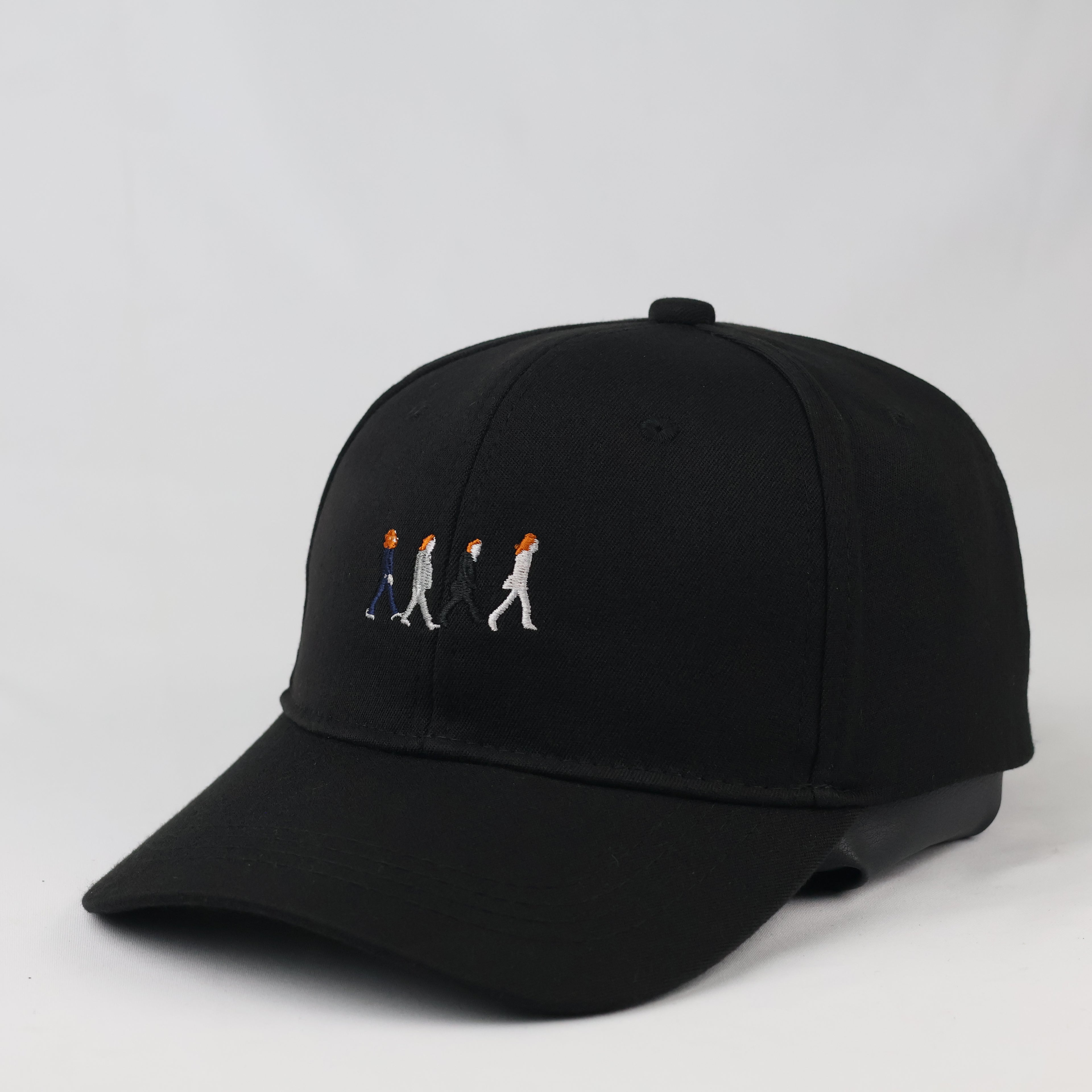 Retro Abbey Road Silhouette Baseball Cap - Black Embroidered Band Hat