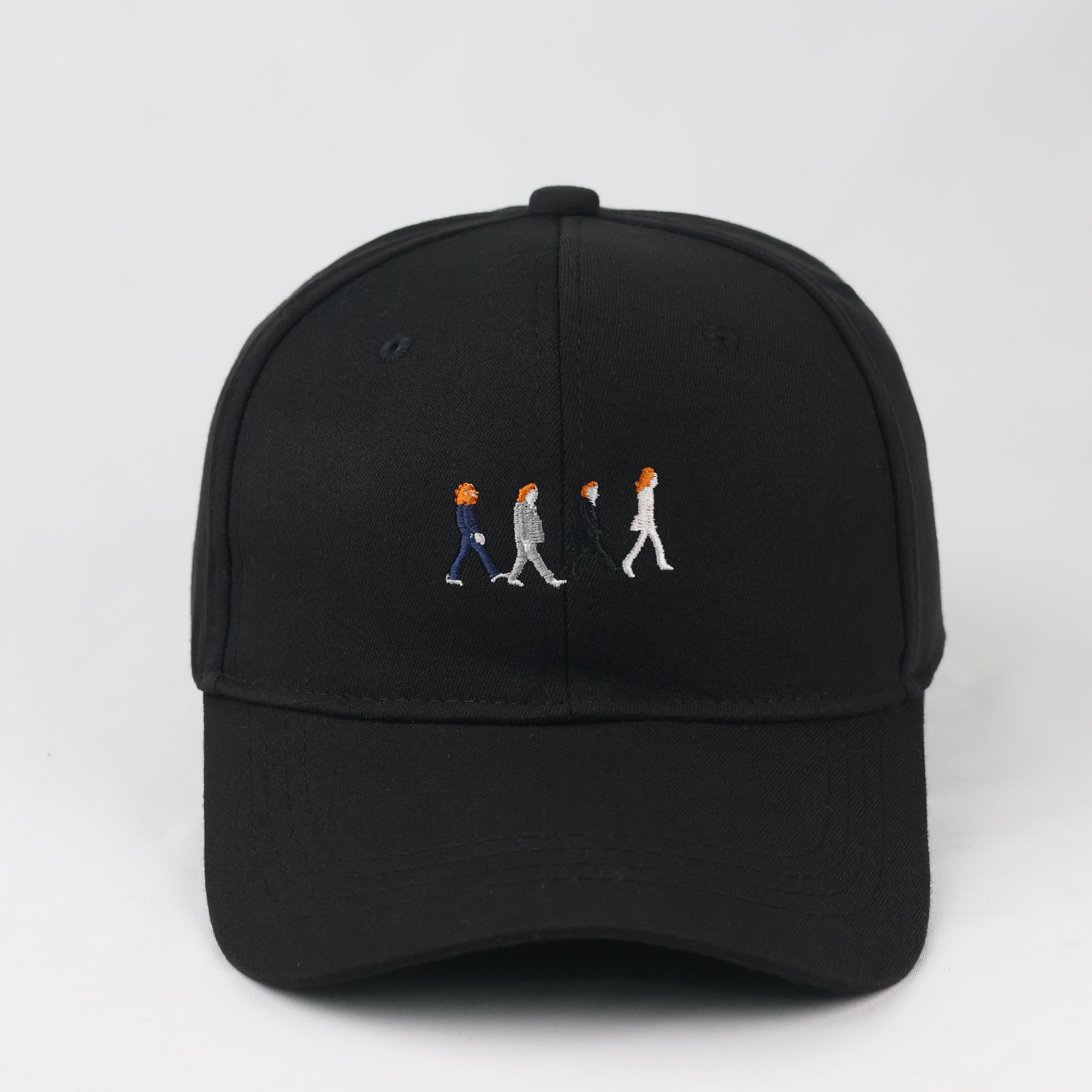 Retro Abbey Road Silhouette Baseball Cap - Black Embroidered Band Hat