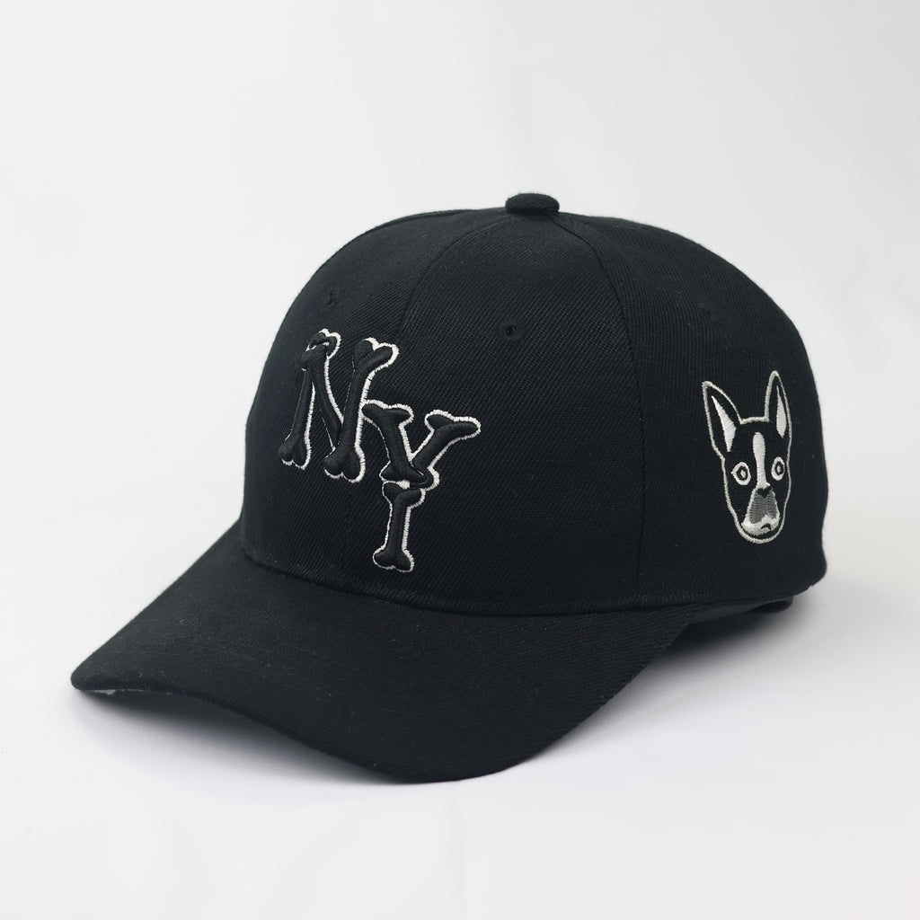 Duke Korean NY Bone Logo Baseball Hat – Boston Terrier Patch (Black)
