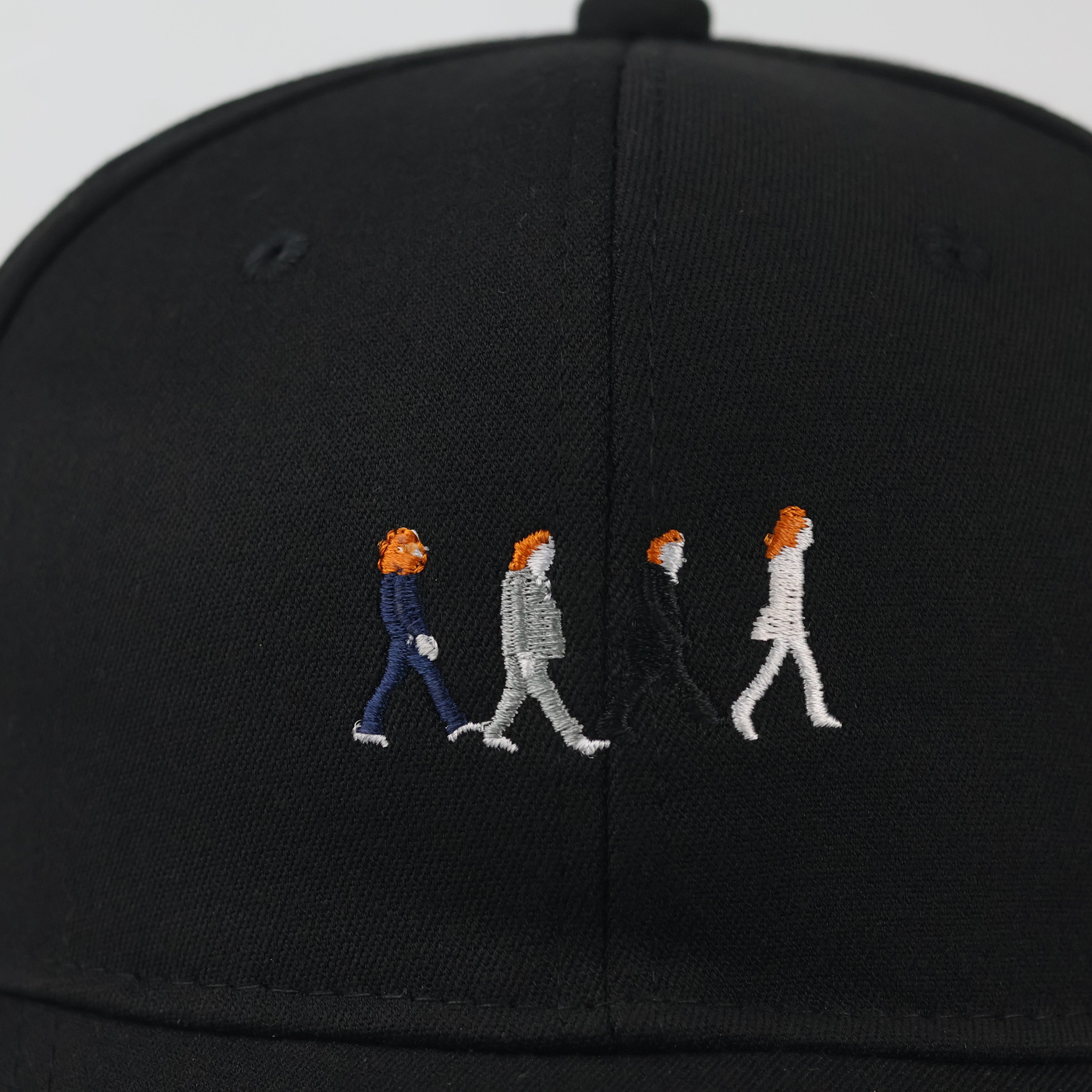 Retro Abbey Road Silhouette Baseball Cap - Black Embroidered Band Hat