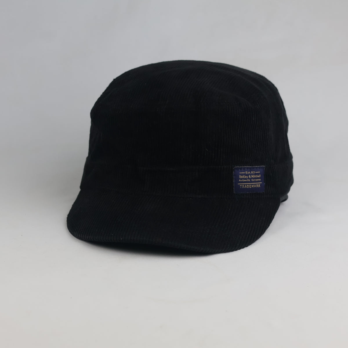 Thrifted Bickley & Mitchell Black Corduroy Cadet Cap (57-58cm) | 10658