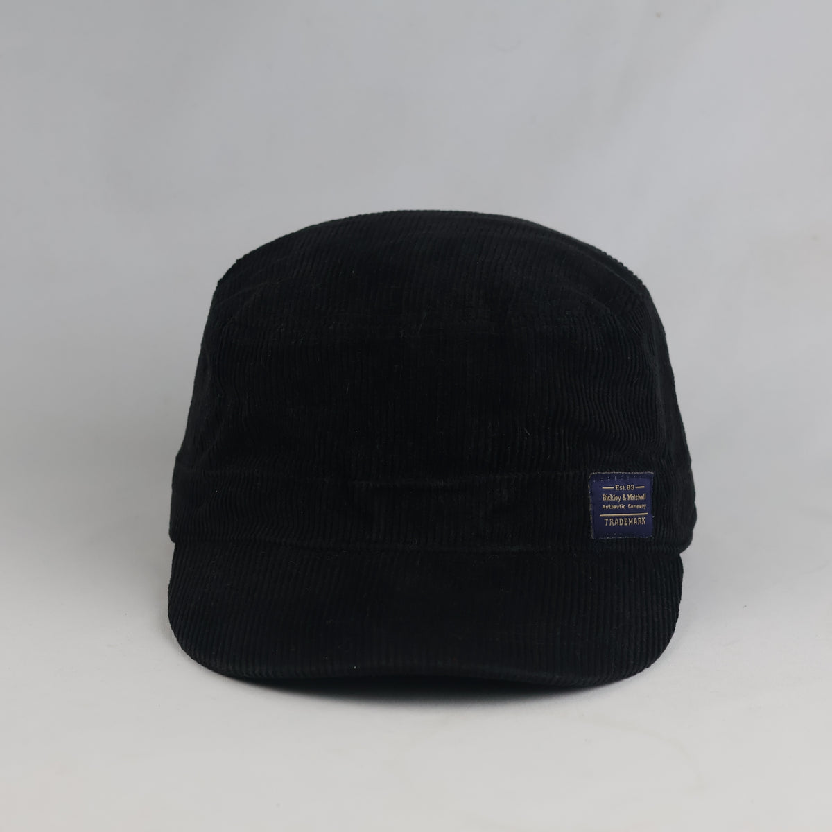 Thrifted Bickley & Mitchell Black Corduroy Cadet Cap (57-58cm) | 10658