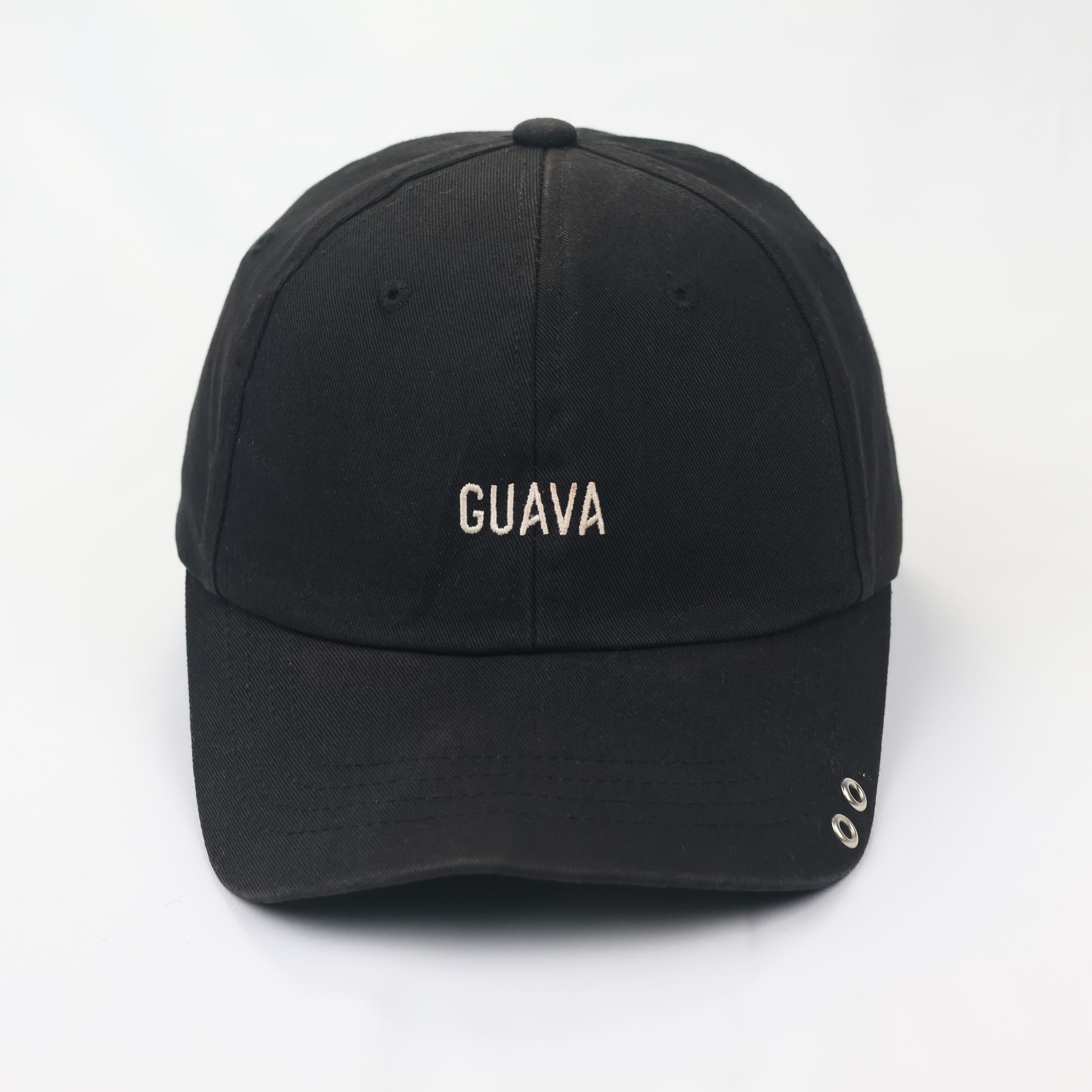 Loevenich Street Style "GUAVA" Thrifted Hat – Black Cap with Pierced Brim Detail