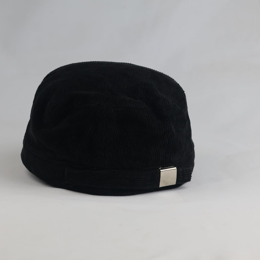 Thrifted Bickley & Mitchell Black Corduroy Cadet Cap (57-58cm) | 10658