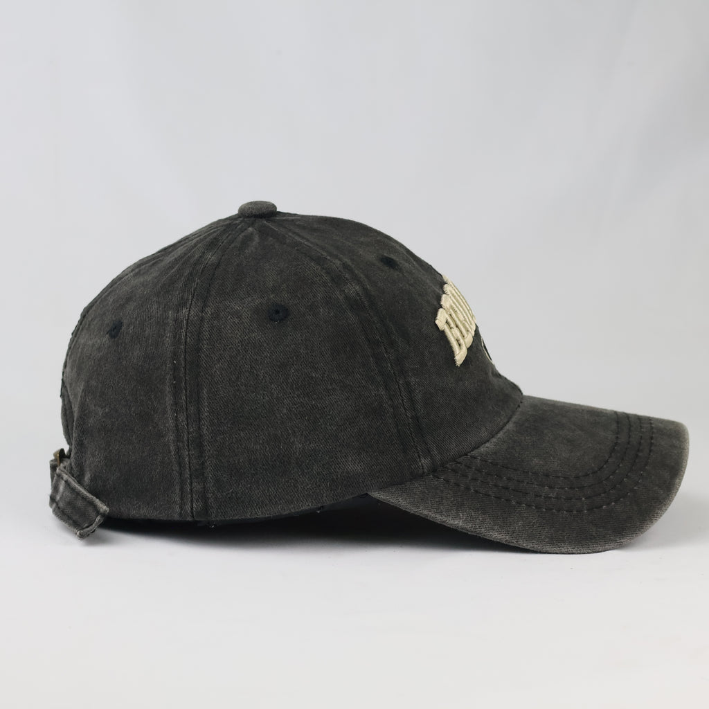 Retro Brooklyn Embroidered Graphic Cap - Acid Wash Charcoal Sport Hat