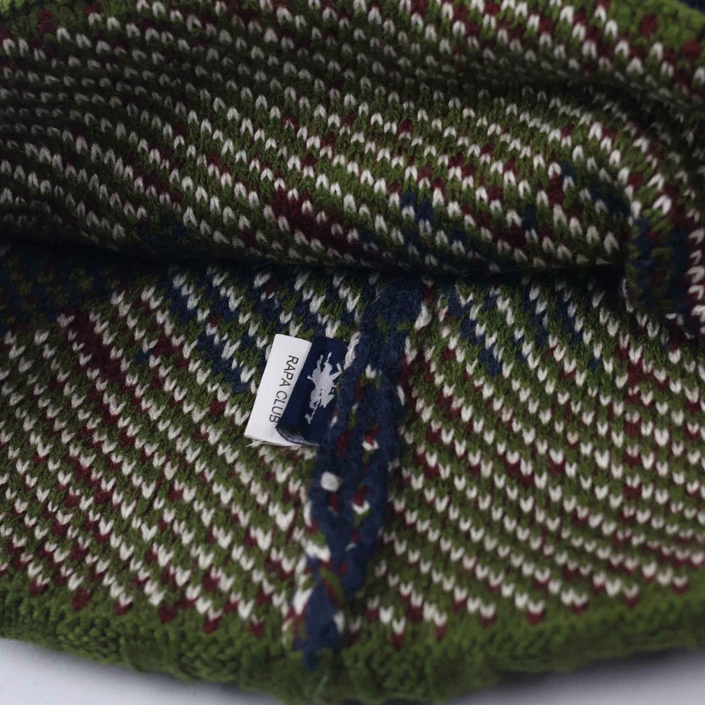 Argyle Pattern Pom Pom Beanie | Navy & Green Preppy Style Knit Hat | Korean Import